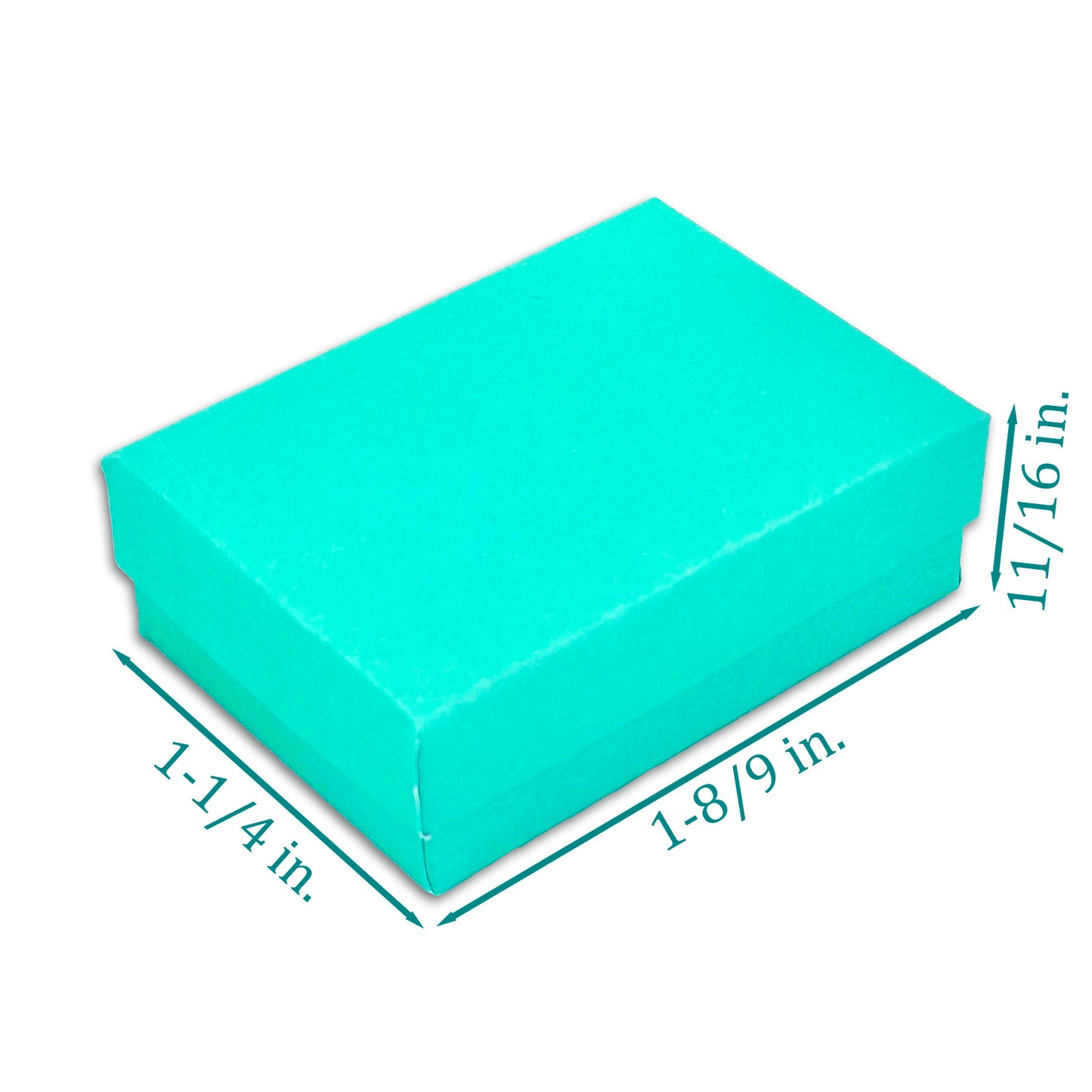 1 7/8" x 1 1/4" x 5/8" Teal Green Cotton Filled Paper Box