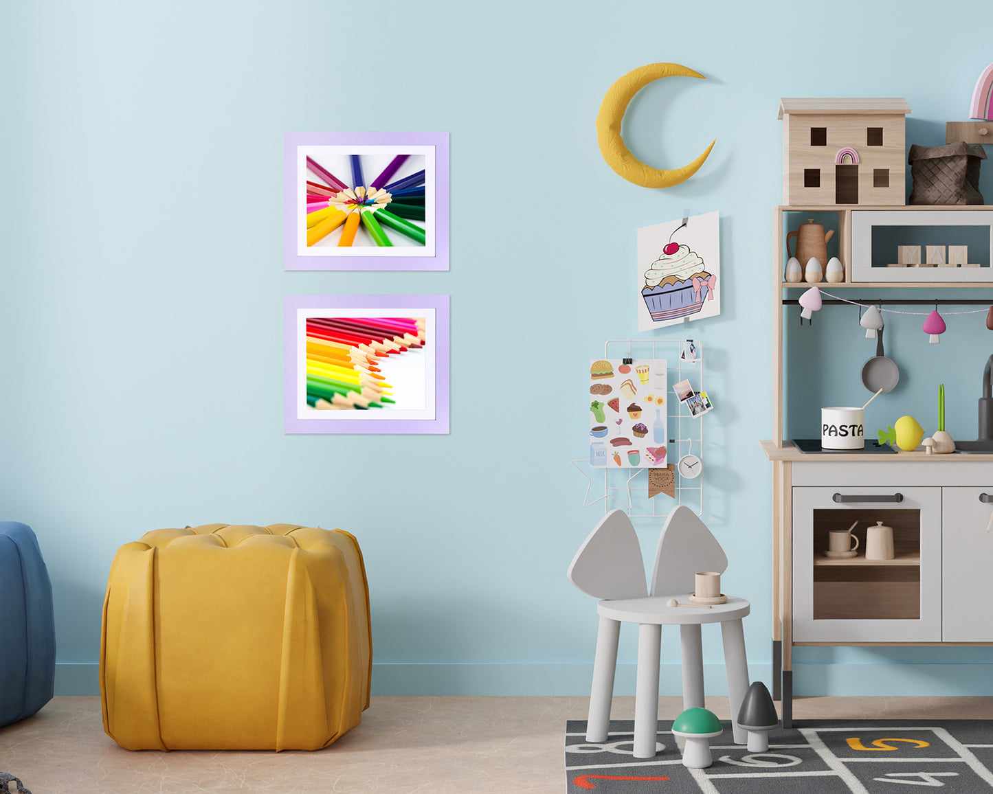 10" x 12.5" Lavender MDF Wood Kids Art Picture Frame with Elastic Straps