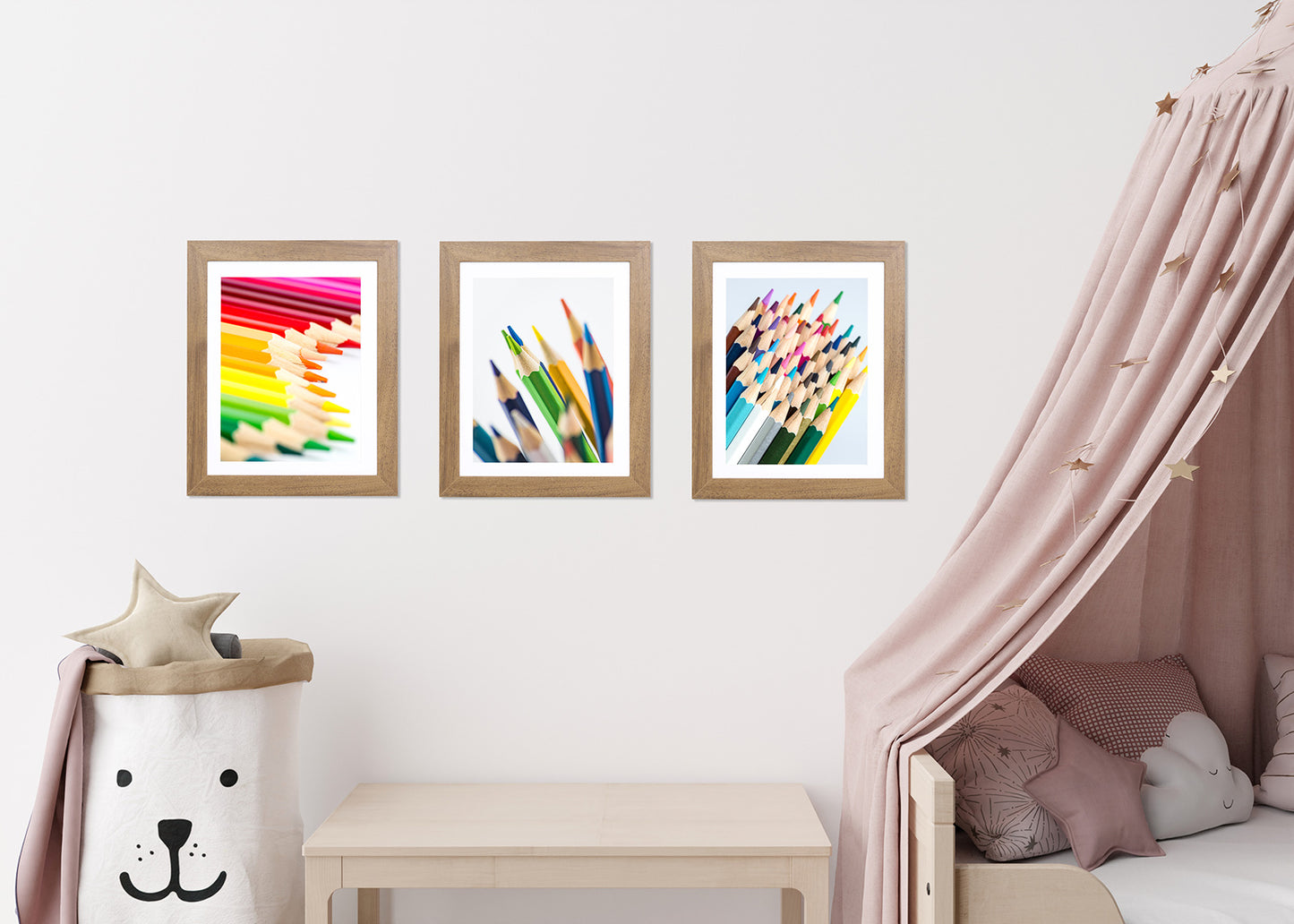 10" x 12.5" Light Oak MDF Wood Kids Art Picture Frame with Elastic Straps