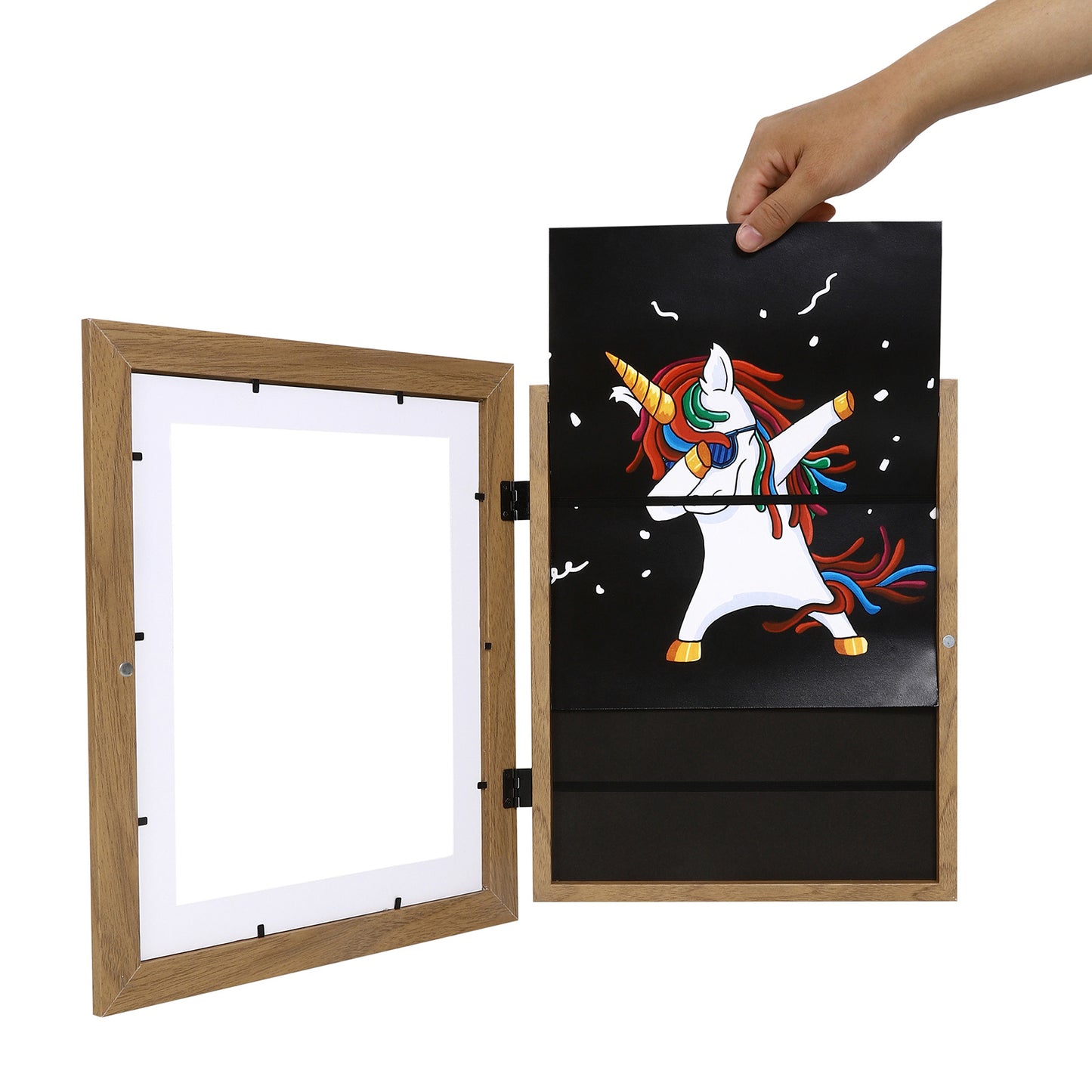 10" x 12.5" Light Oak MDF Wood Kids Art Picture Frame with Elastic Straps