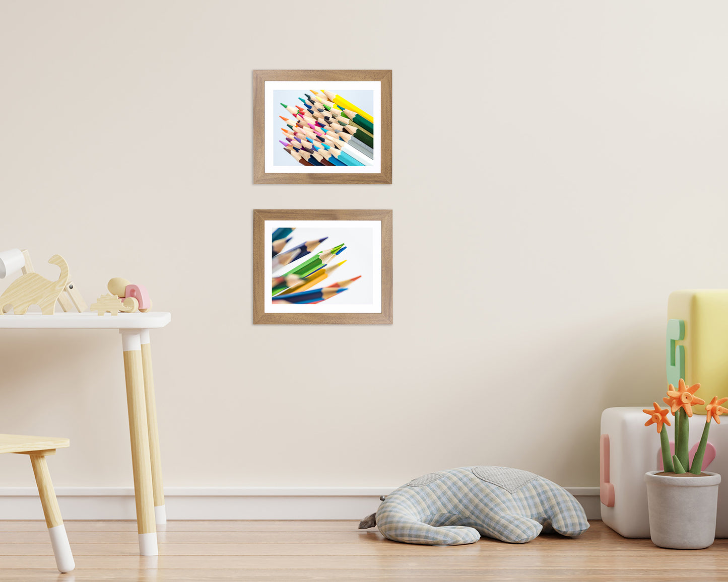 10" x 12.5" Light Oak MDF Wood Kids Art Picture Frame with Elastic Straps