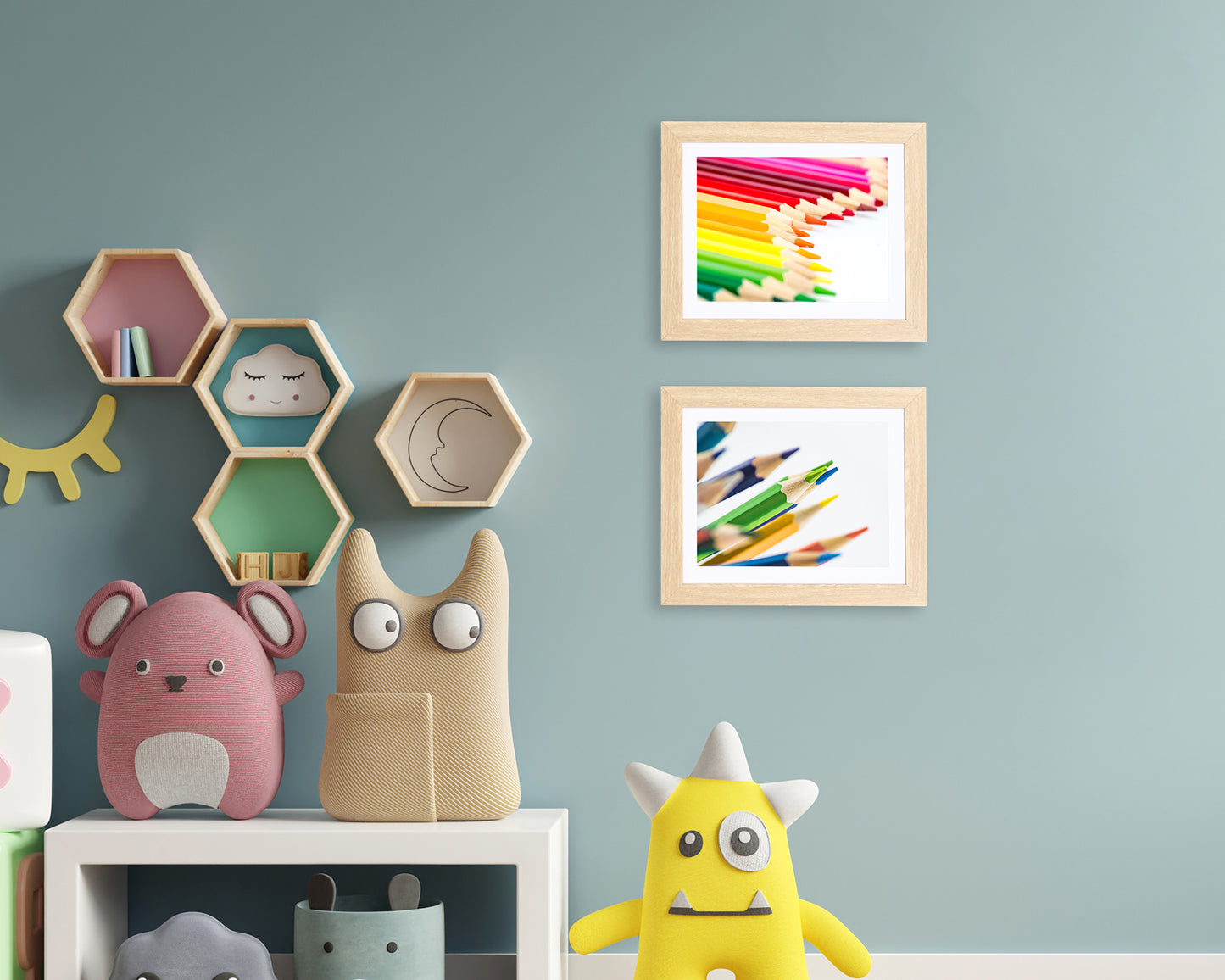 10" x 12.5" Natural Oak MDF Wood Kids Art Picture Frame with Elastic Straps