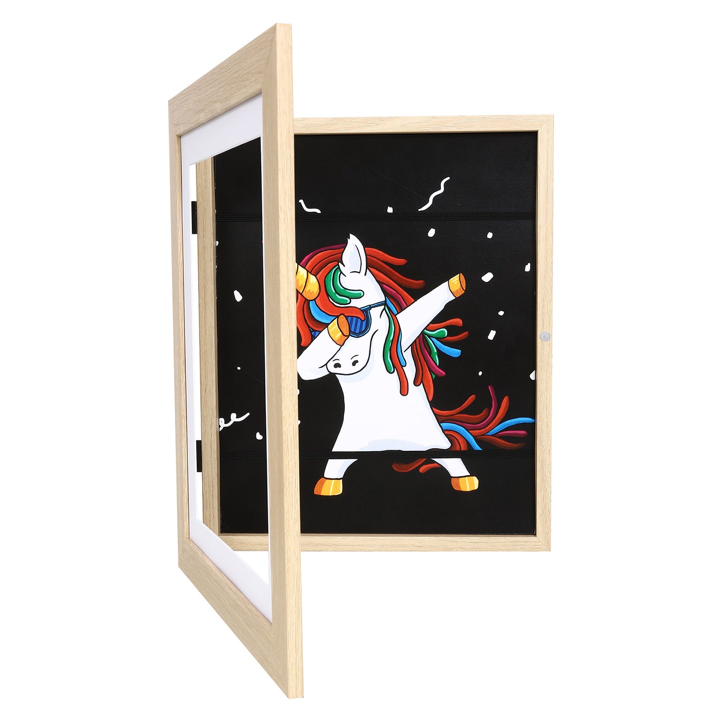 10" x 12.5" Natural Oak MDF Wood Kids Art Picture Frame with Elastic Straps