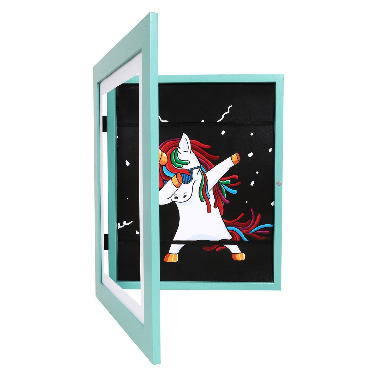 10" x 12.5" Teal MDF Wood Kids Art Picture Frame with Elastic Straps