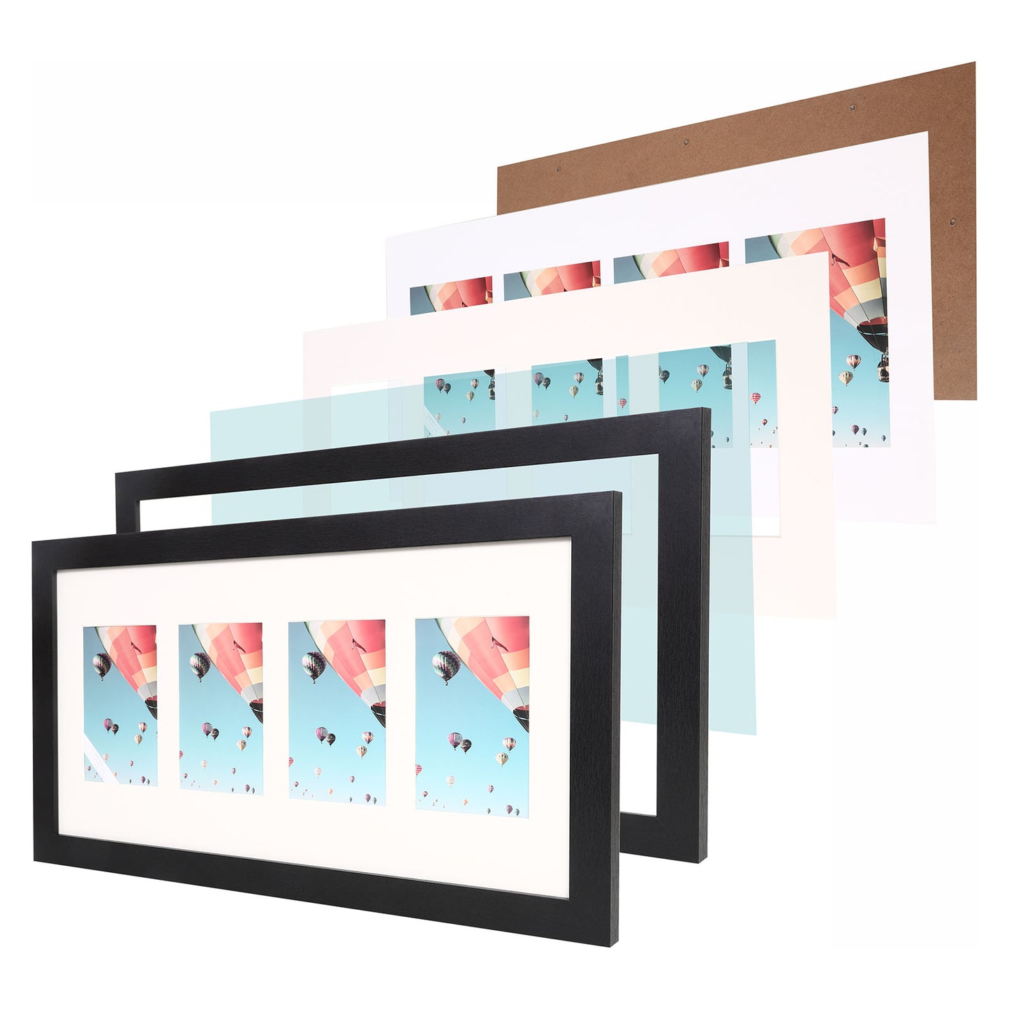 10" x 20" Black MDF Wood Collage Picture Frame for 4" x 6" Photos