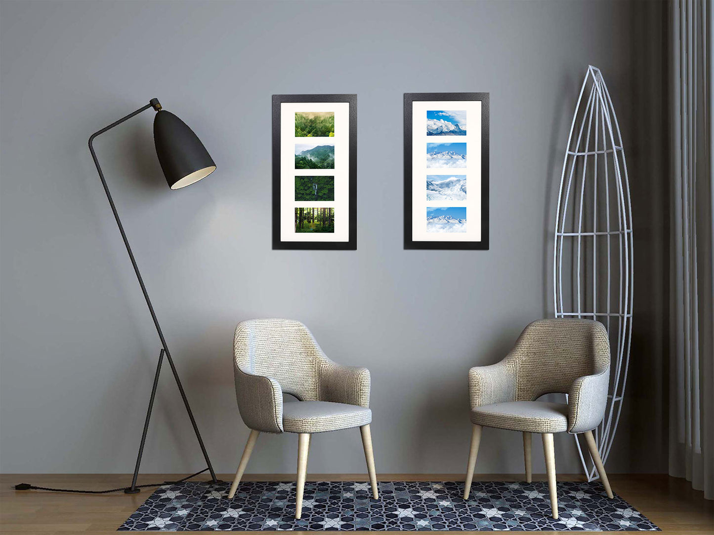 10" x 20" Black MDF Wood Collage Picture Frame for 4" x 6" Photos