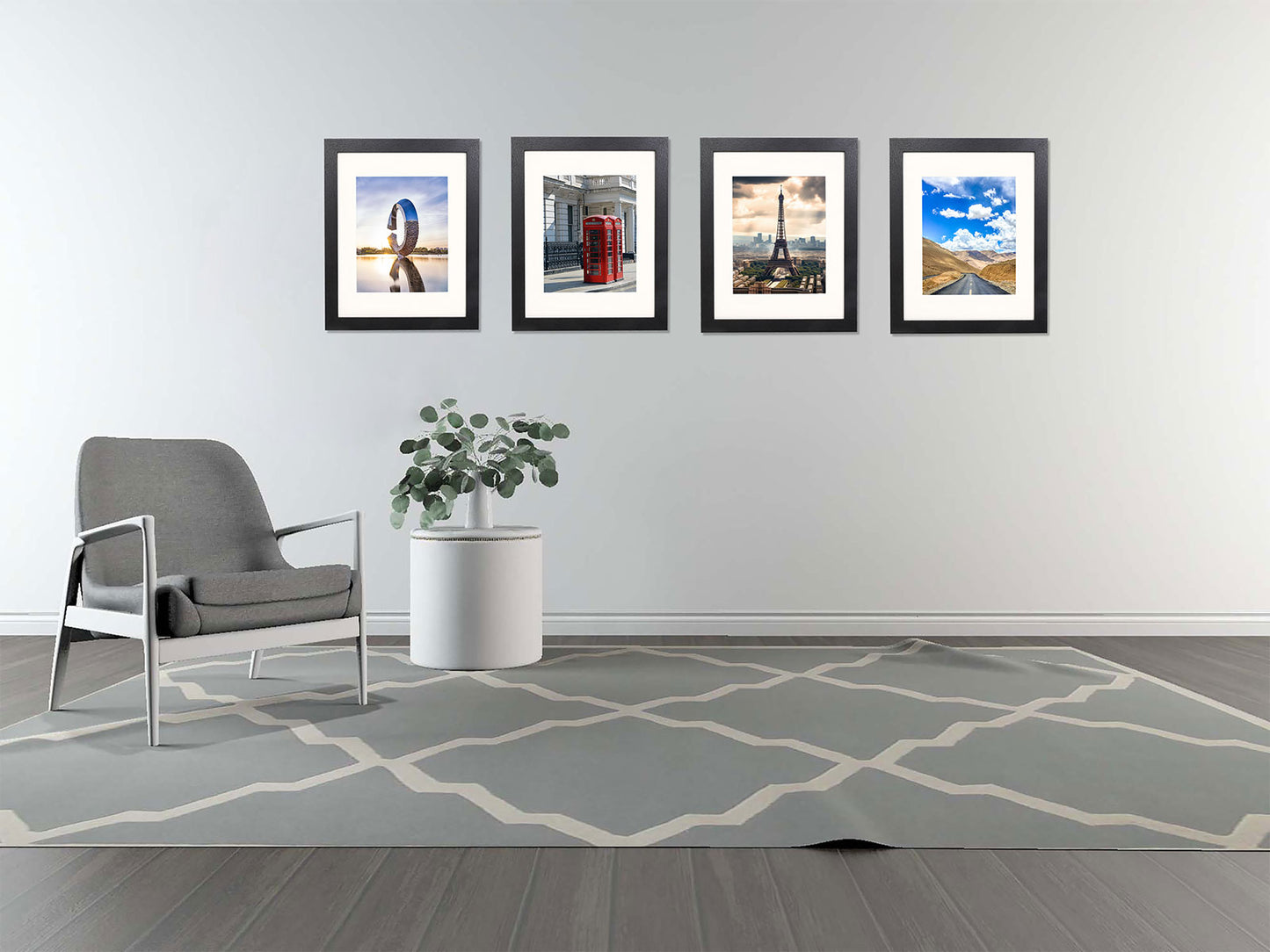 11" x 14" Black MDF Wood 2 Pack Picture Frames with Tempered Glass, 8" x 10" Matted