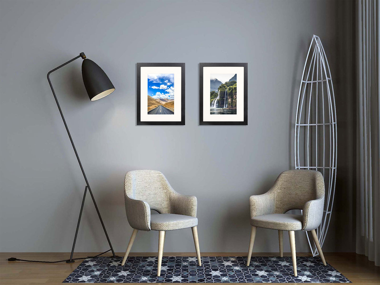 12" x 16" Black MDF Wood Picture Frame with Tempered Glass, 8" x 12" Matted