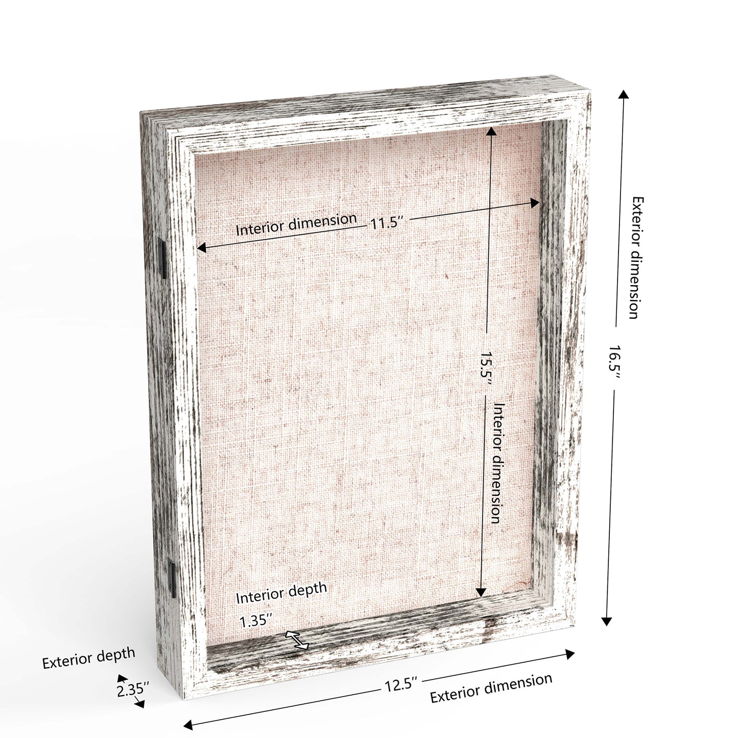 12" x 16" White Woodgrain MDF Wood Linen Backboard Shadow Box Frame