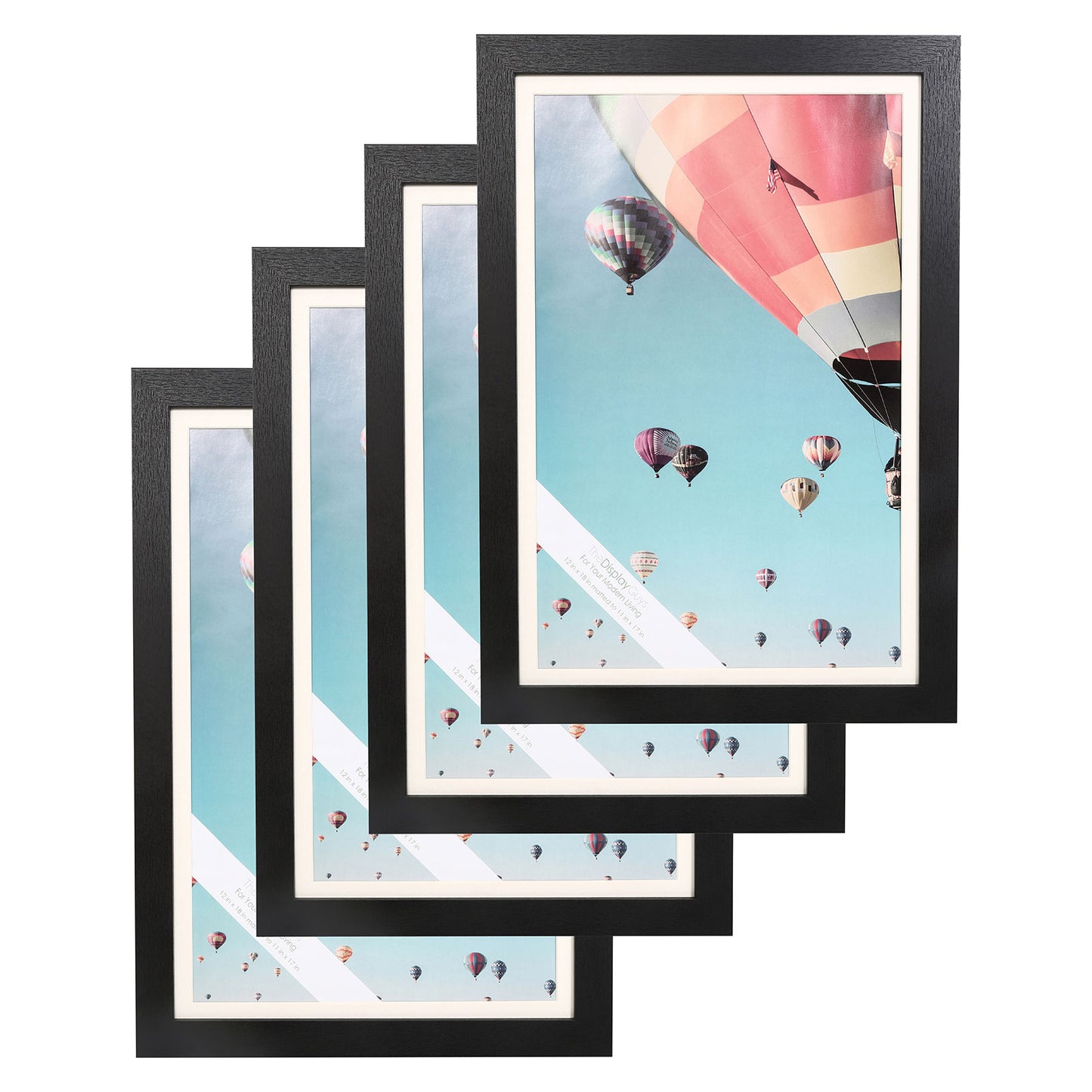 12" x 18" Black MDF Wood Picture Frame with Tempered Glass, 11" x 17" Matted