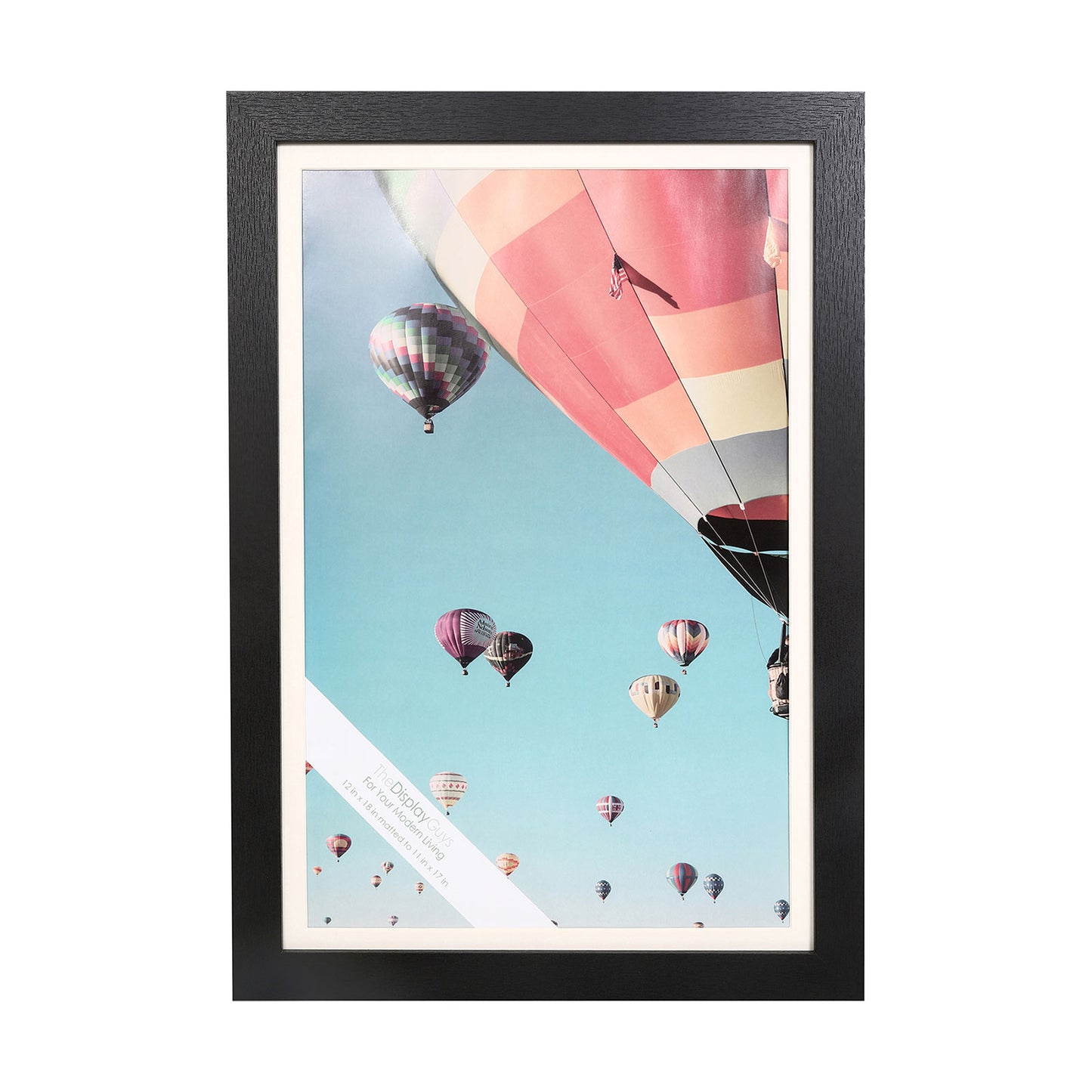 12" x 18" Black MDF Wood Picture Frame with Tempered Glass, 11" x 17" Matted