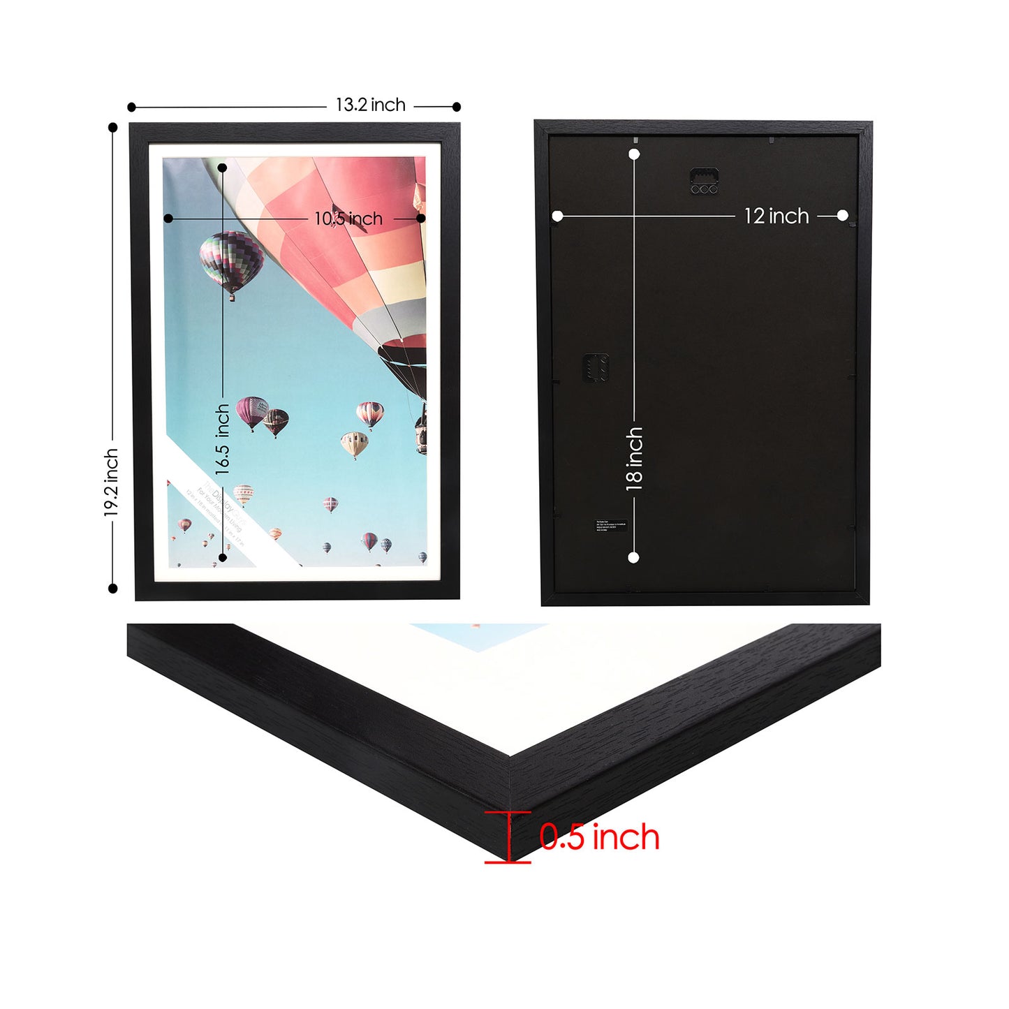 12" x 18" V-Series Black MDF Wood Multi Pack Picture Frames, 11" x 17" Matted