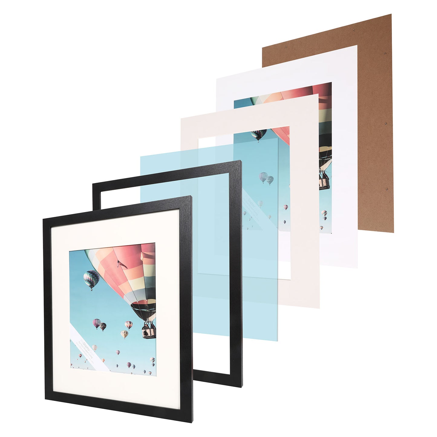 16" x 20" Black MDF Wood 4 Pack Picture Frames with Tempered Glass, 11" x 14" Matted