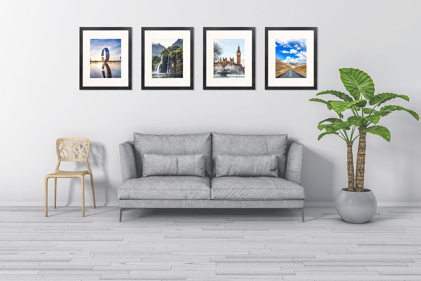 16" x 20" Black MDF Wood 4 Pack Picture Frames with Tempered Glass, 11" x 14" Matted