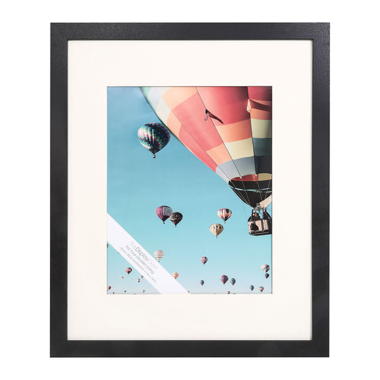 16" x 20" Black MDF Wood Picture Frame with Tempered Glass, 11" x 14" Matted