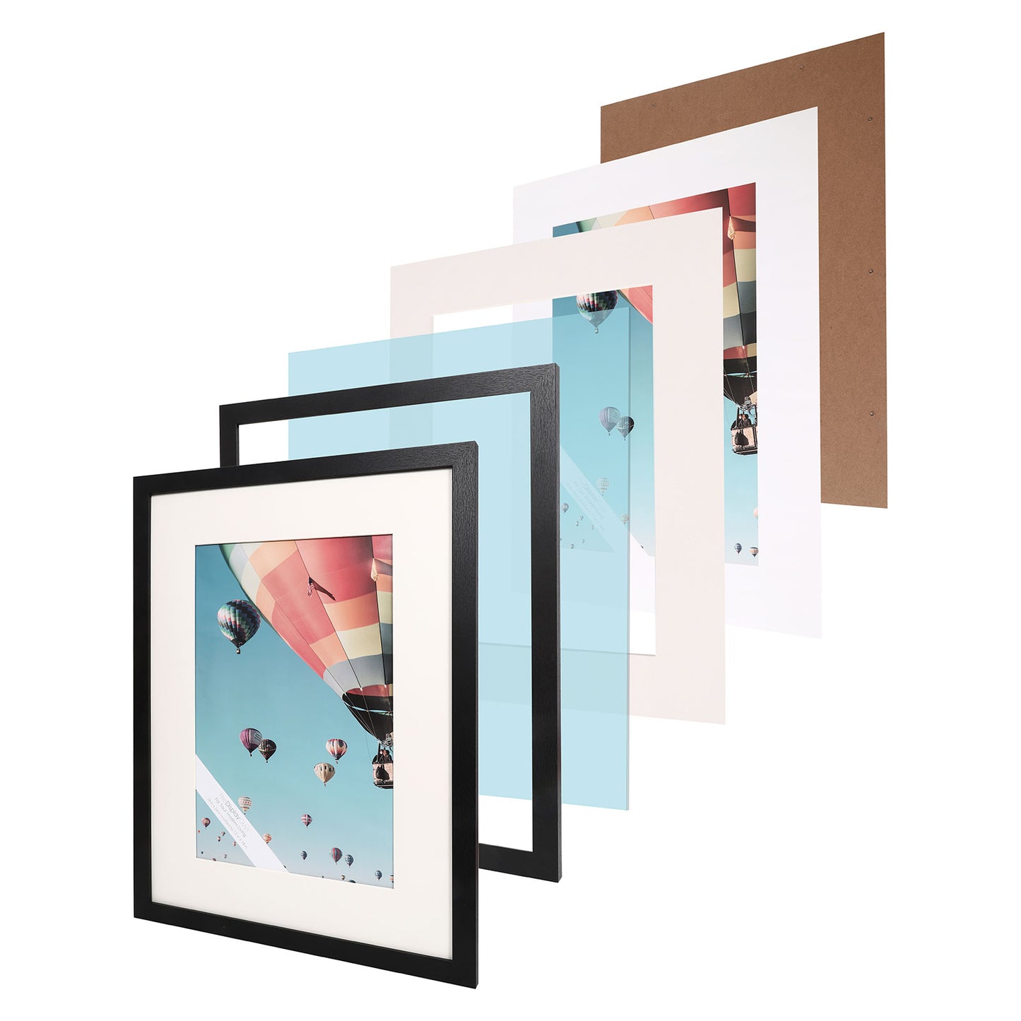 18" x 24" Black MDF Wood Picture Frame with Tempered Glass, 12" x 18" Matted