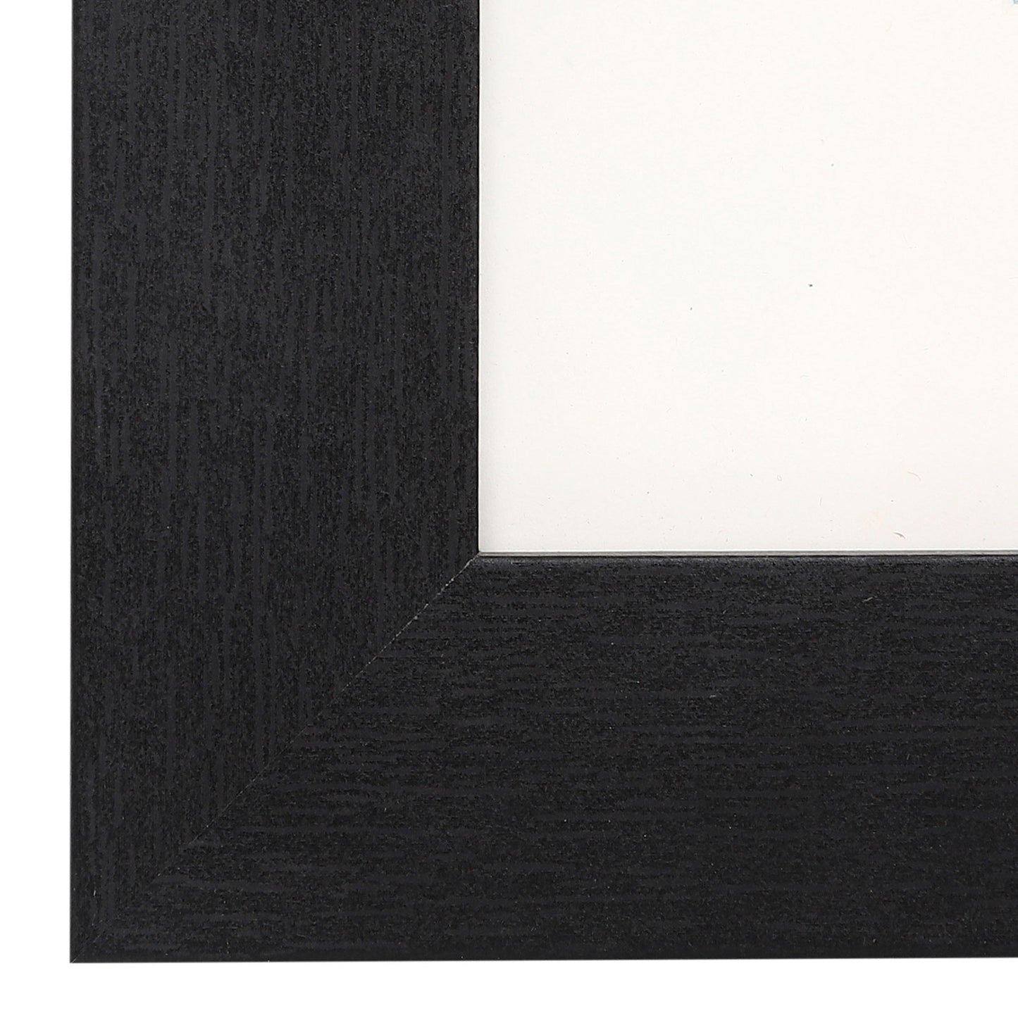 18" x 24" Black MDF Wood Picture Frame with Tempered Glass, 12" x 18" Matted