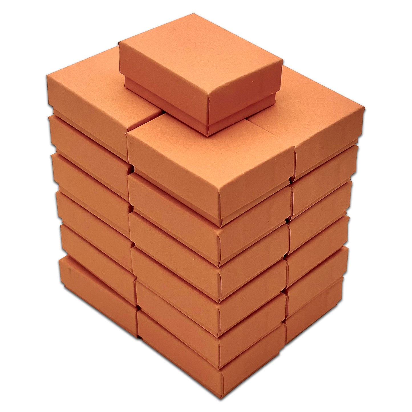 2 1/8" x 1 5/8" x 3/4" Coral Cotton Filled Paper Box (25-Pack)