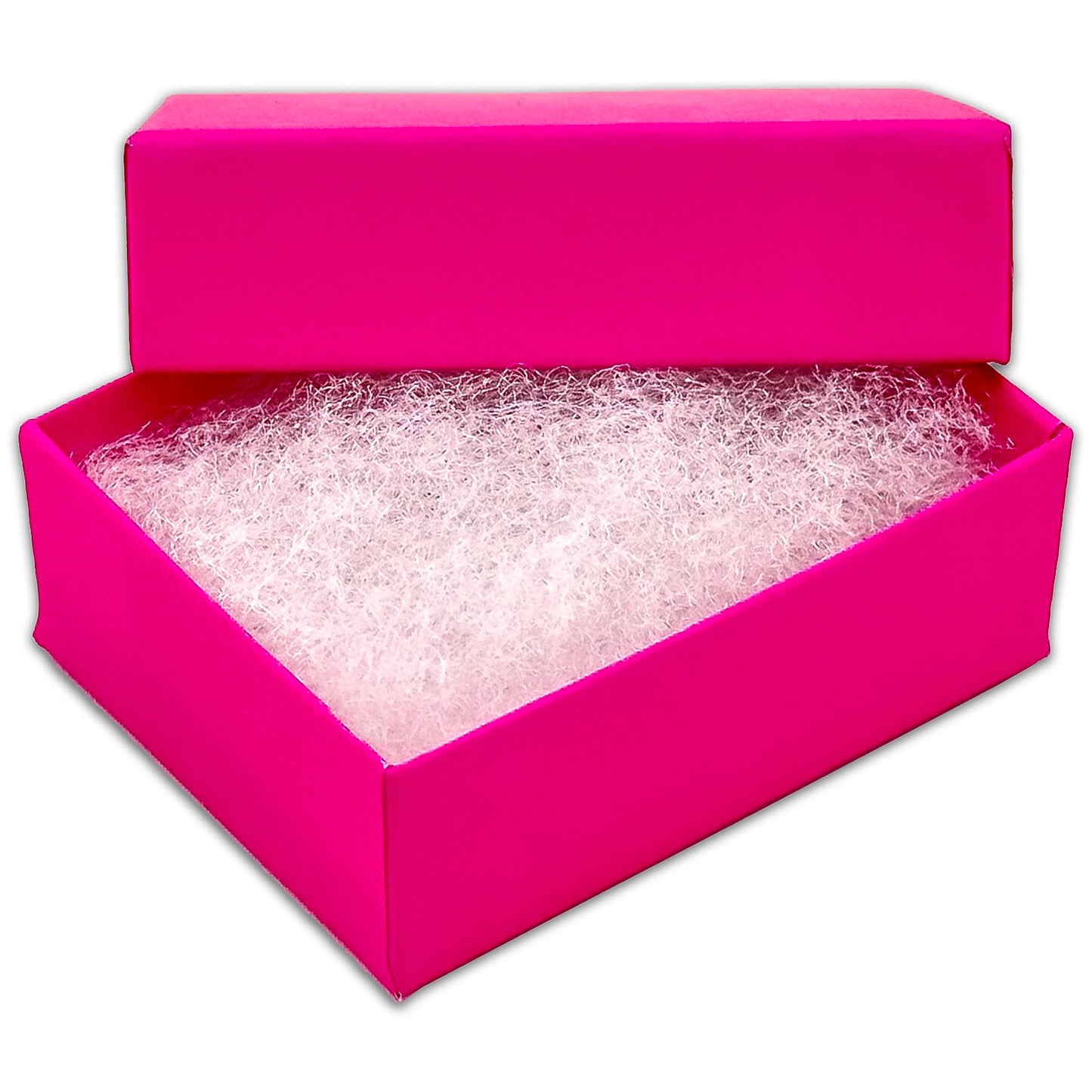 2 1/8" x 1 5/8" x 3/4" Neon Fuchsia Cotton Filled Paper Box