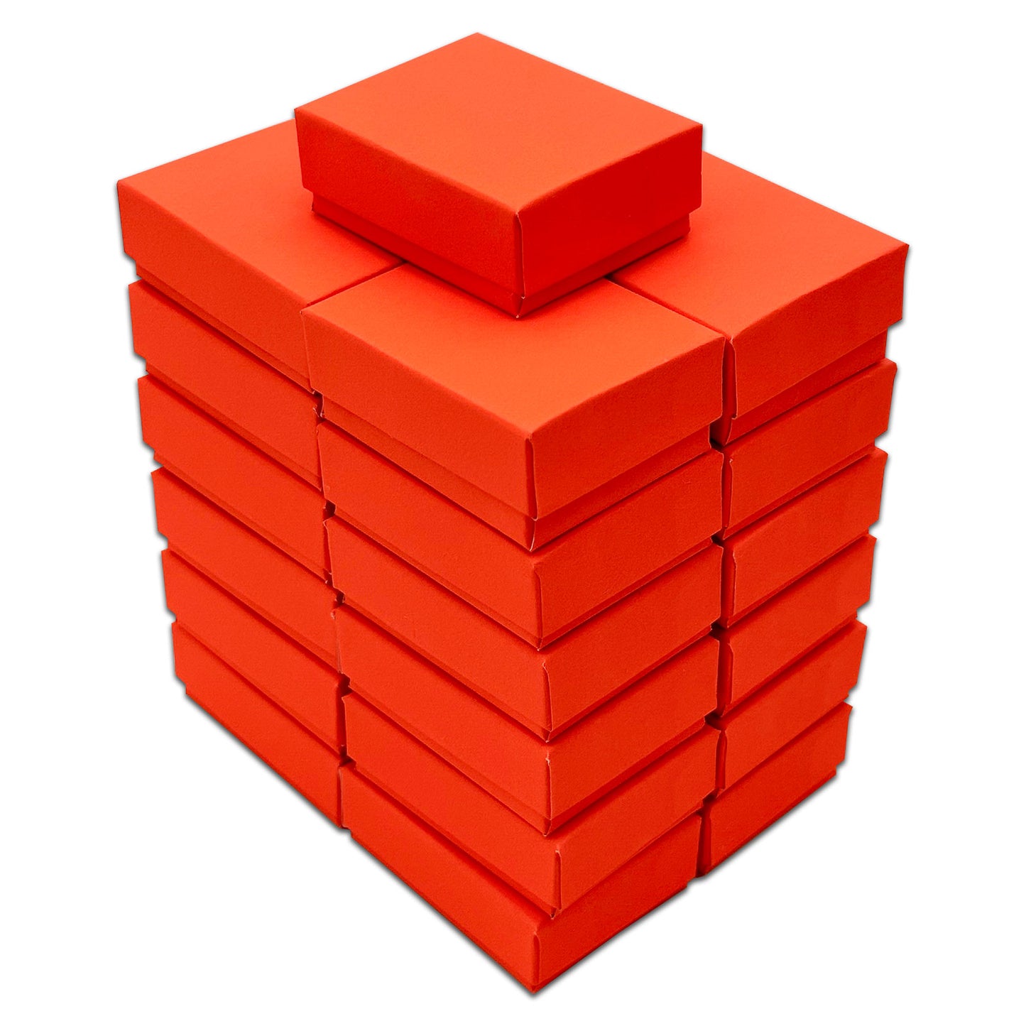 2 1/8" x 1 5/8" x 3/4" Neon Orange Cotton Filled Paper Box (25-Pack)