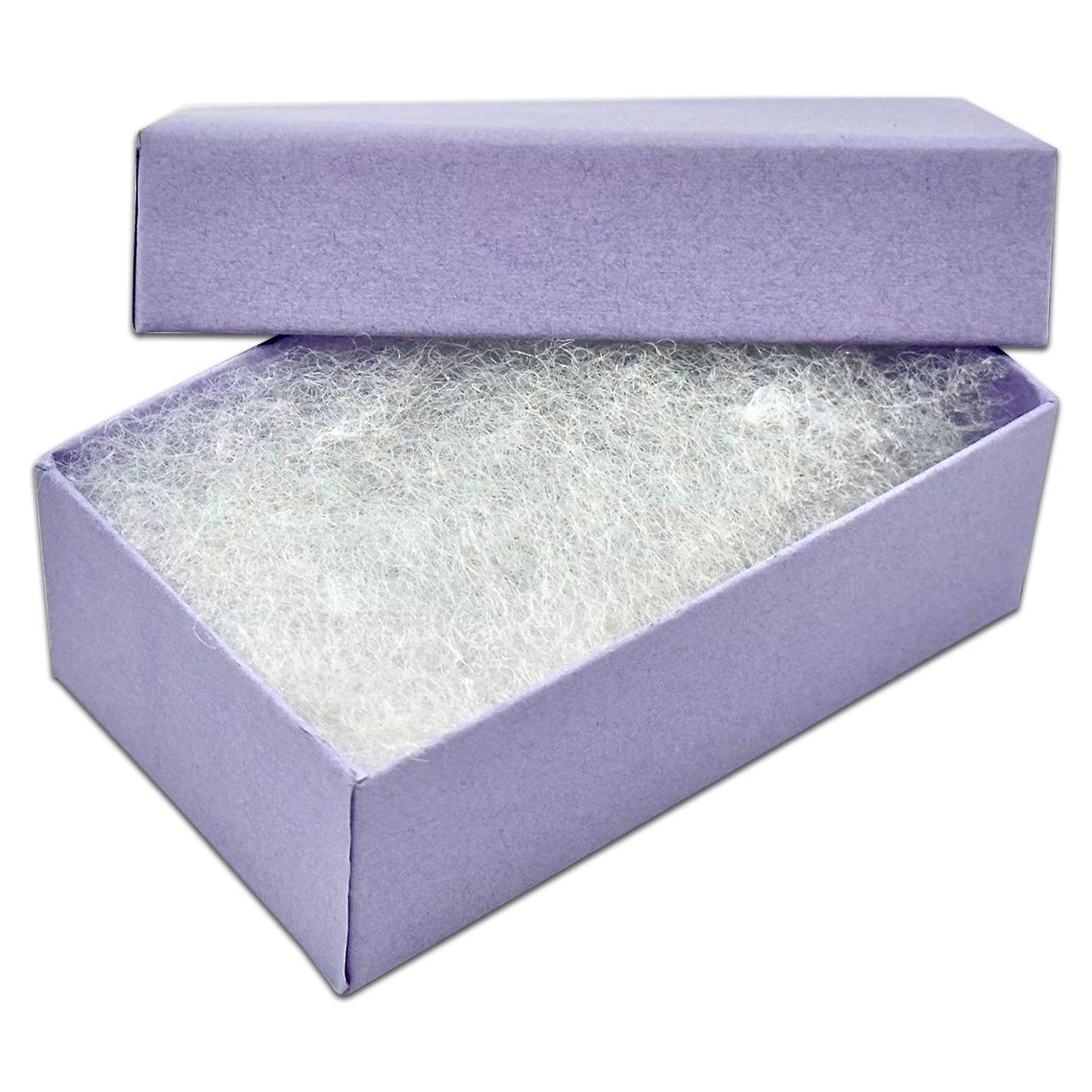 2 5/8" x 1 5/8" x 1" Light Lavender Cotton Filled Paper Box (25-Pack)