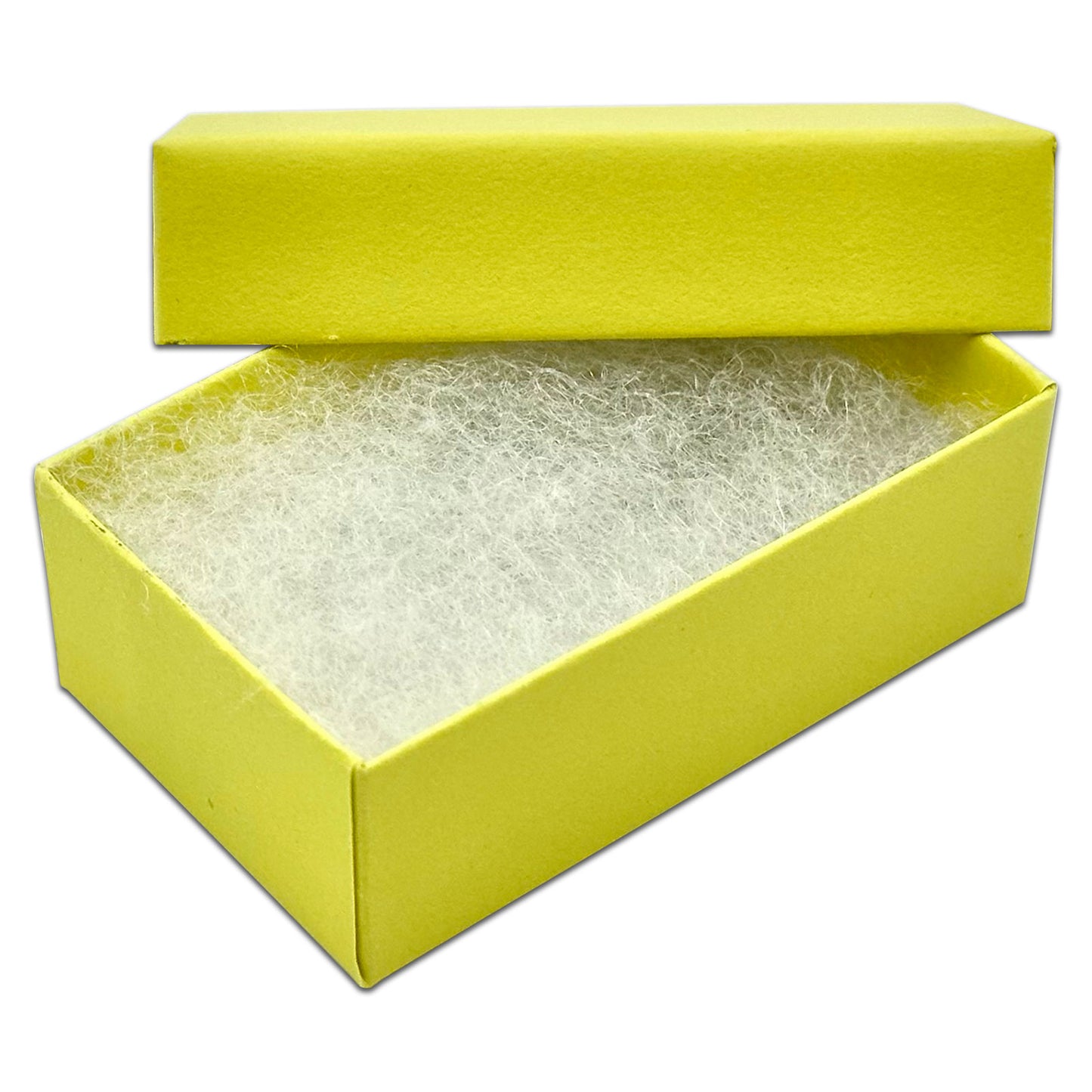 2 5/8" x 1 5/8" x 1" Mustard Yellow Cotton Filled Paper Box (25-Pack)