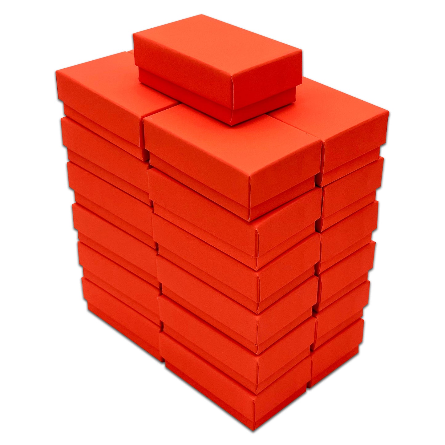 2 5/8" x 1 5/8" x 1" Neon Orange Cotton Filled Paper Box (25-Pack)