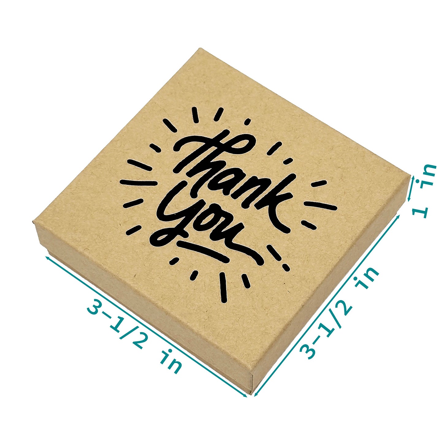 3 1/2" x 3 1/2" Kraft and Black "Thank You" Cotton Filled Box