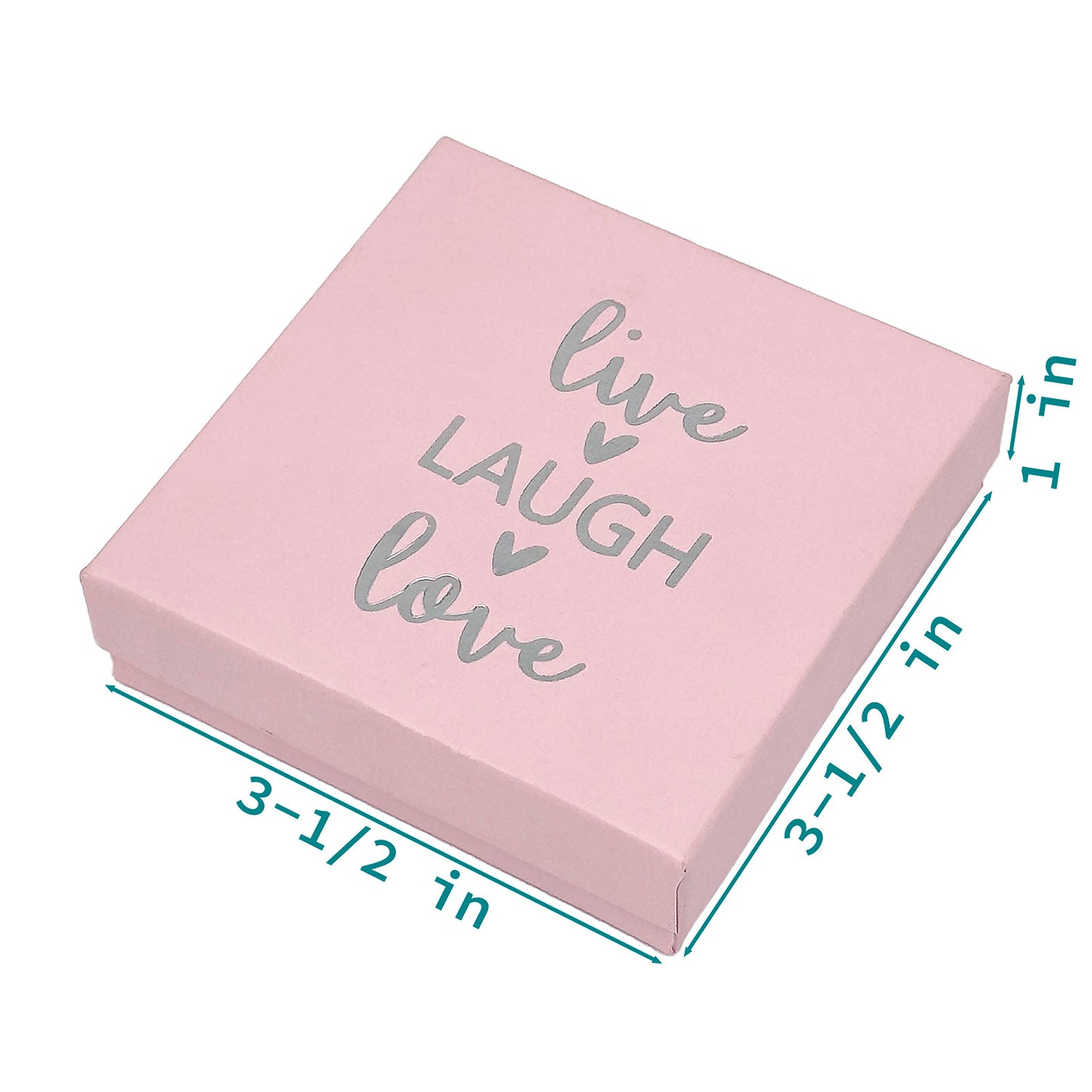 3 1/2" x 3 1/2" Pink and Silver "Live Laugh Love" Cotton Filled Box