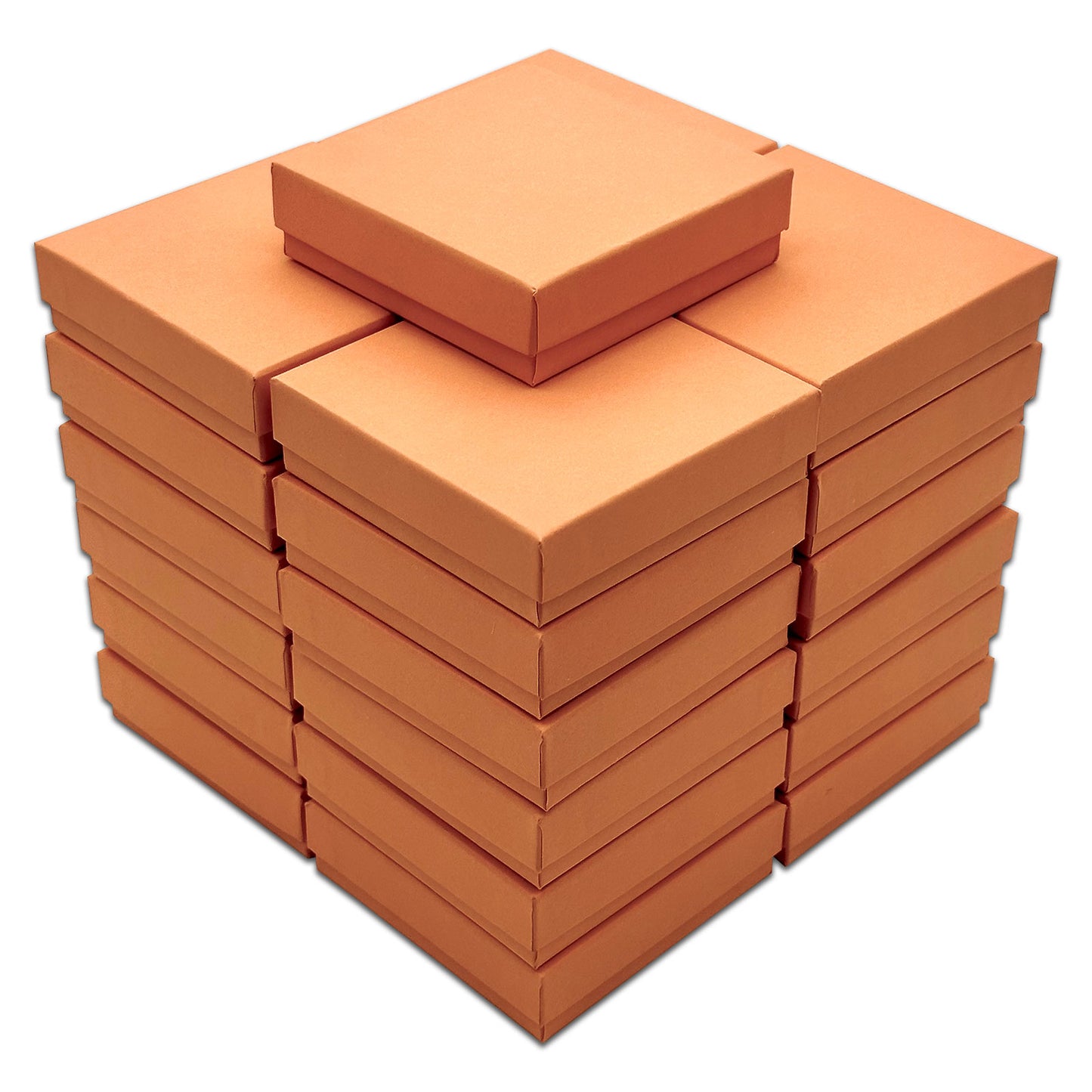 3 1/2" x 3 1/2" x 1" Coral Cotton Filled Paper Box (25-Pack)
