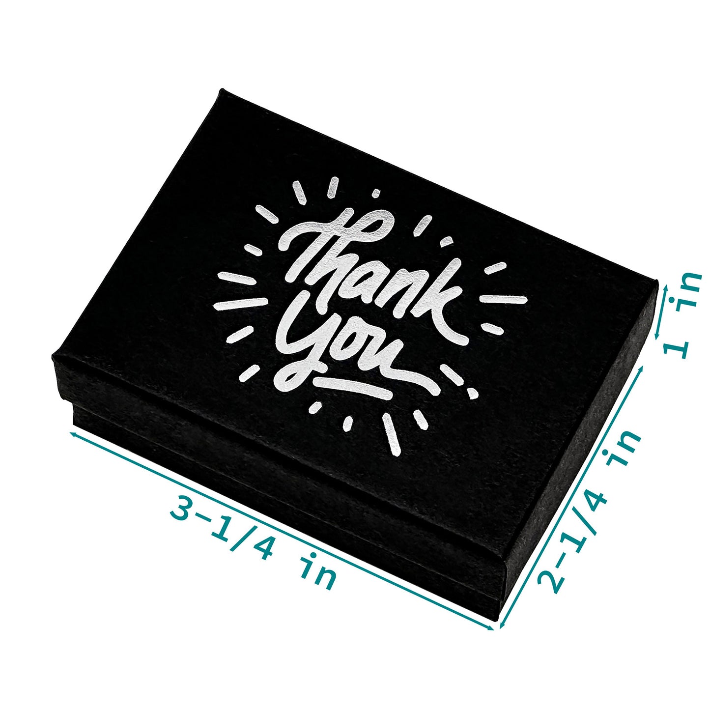 3 1/4" x 2 1/4" Black and Silver "Thank You" Cotton Filled Box