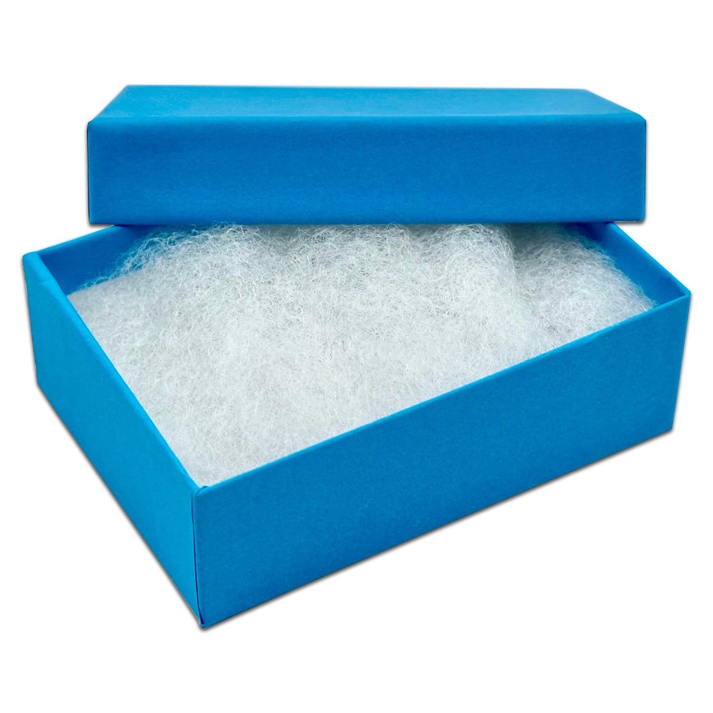 3 1/4" x 2 1/4" x 1" Azure Blue Cotton Filled Paper Box (25-Pack)