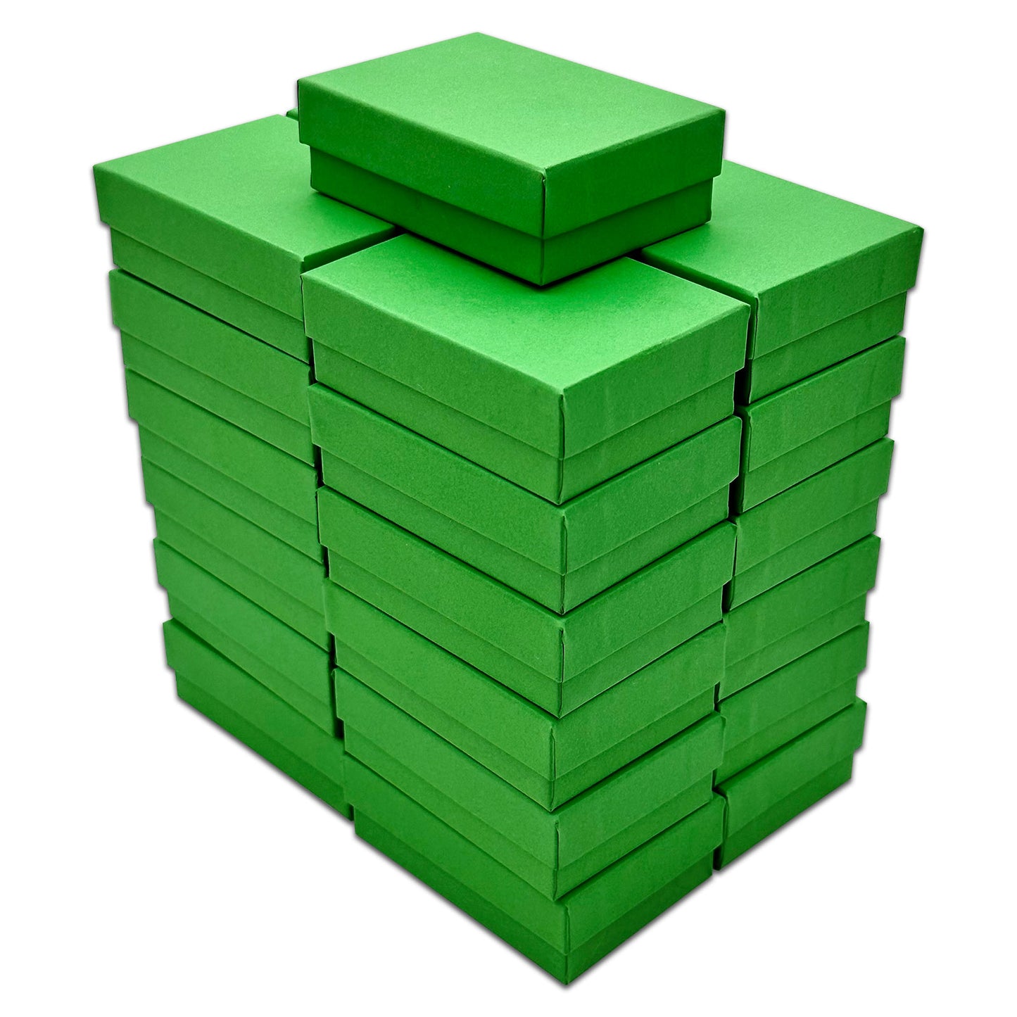 3 1/4" x 2 1/4" x 1" Light Green Cotton Filled Paper Box (25-Pack)