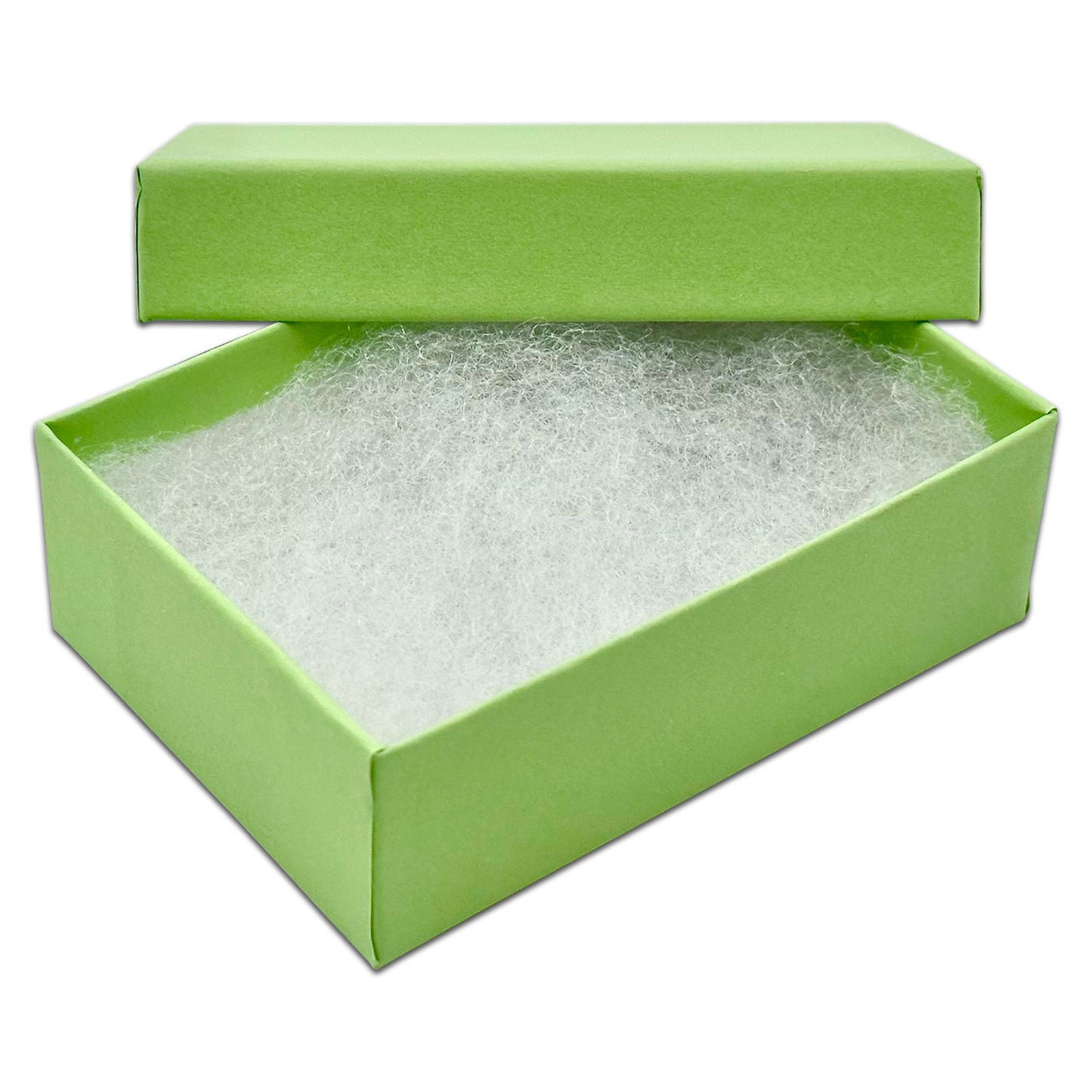 3 1/4" x 2 1/4" x 1" Mint Green Cotton Filled Paper Box (25-Pack)
