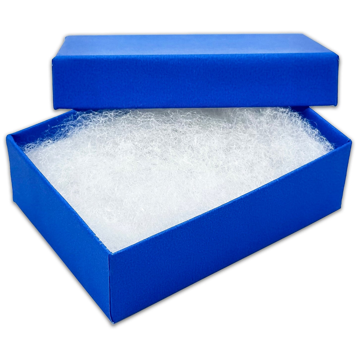 3 1/4" x 2 1/4" x 1" Neon Blue Cotton Filled Paper Box (25-Pack)