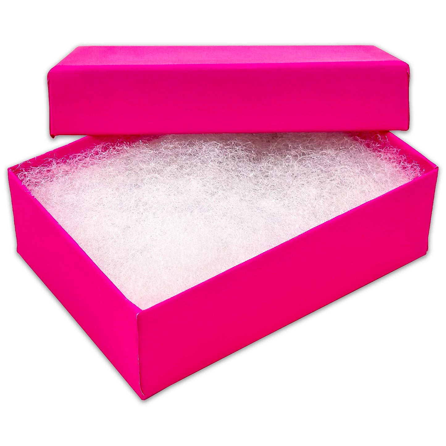 3 1/4" x 2 1/4" x 1" Neon Fuchsia Cotton Filled Paper Box (25-Pack)
