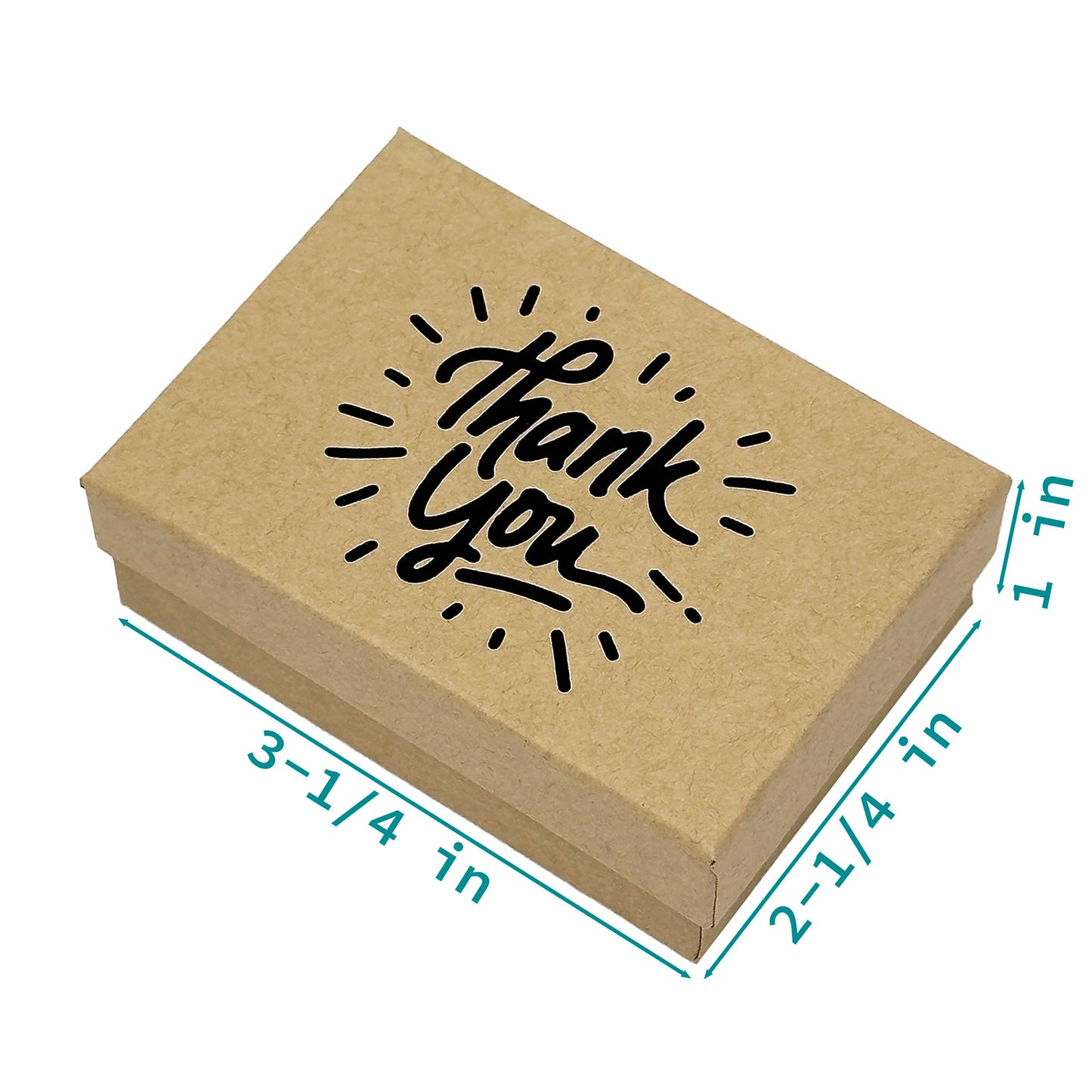 3 1/4" x 2 1/4" Kraft and Black "Thank You" Cotton Filled Box