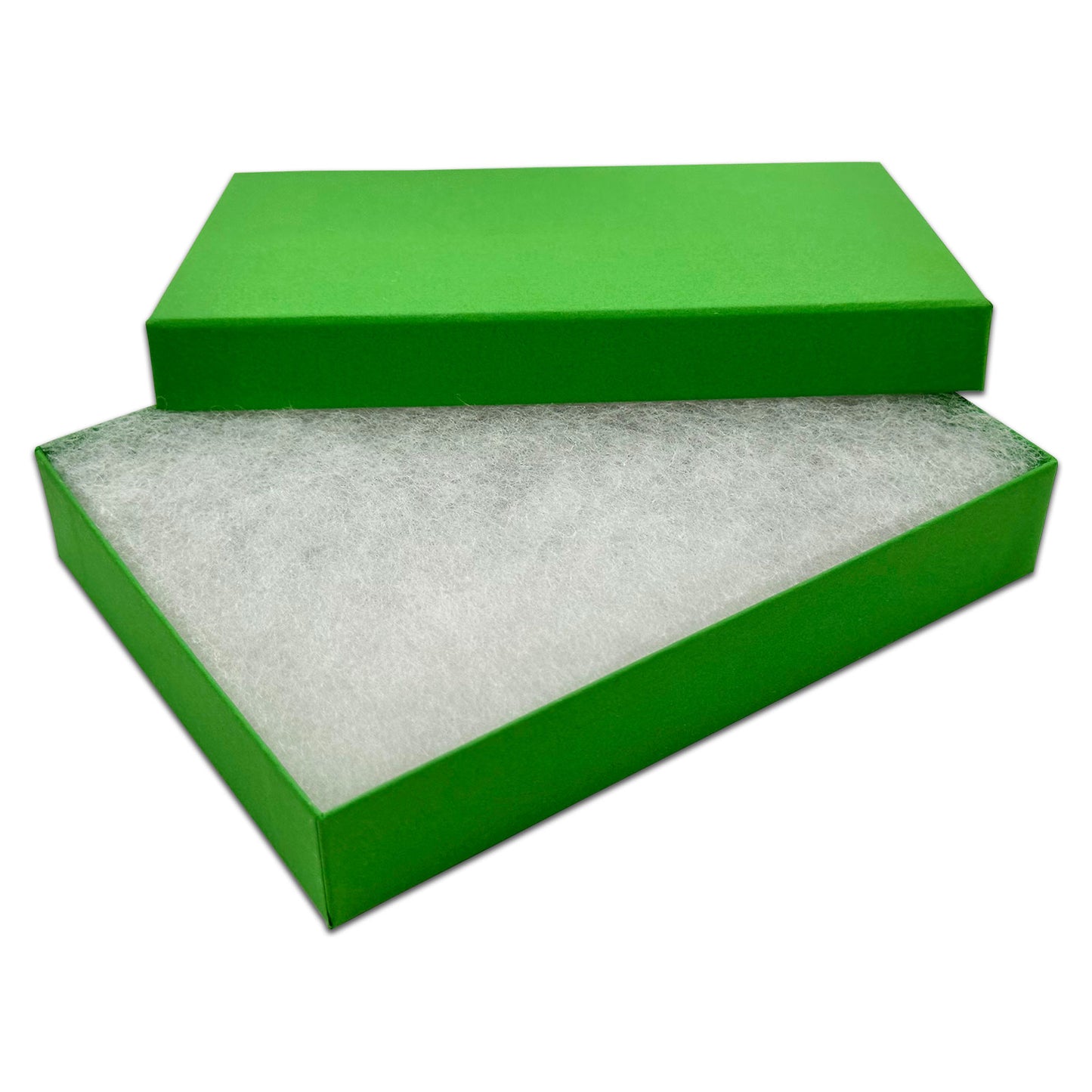 5 7/16" x 3 15/16" x 1" Light Green Cotton Filled Paper Box (25-Pack)