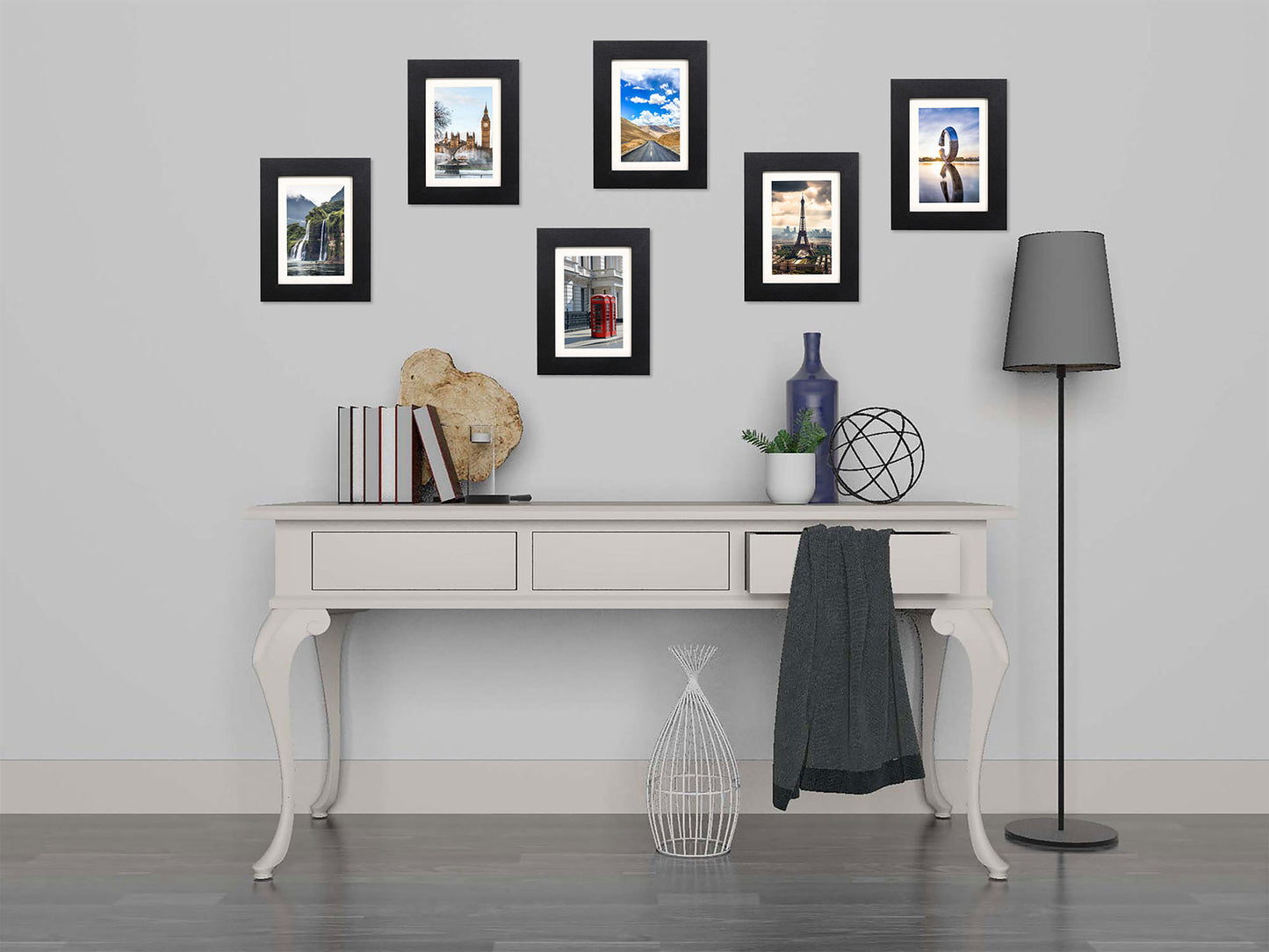 5" x 7" Black MDF Wood 6 Pack Picture Frames with Tempered Glass, 4" x 6" Matted