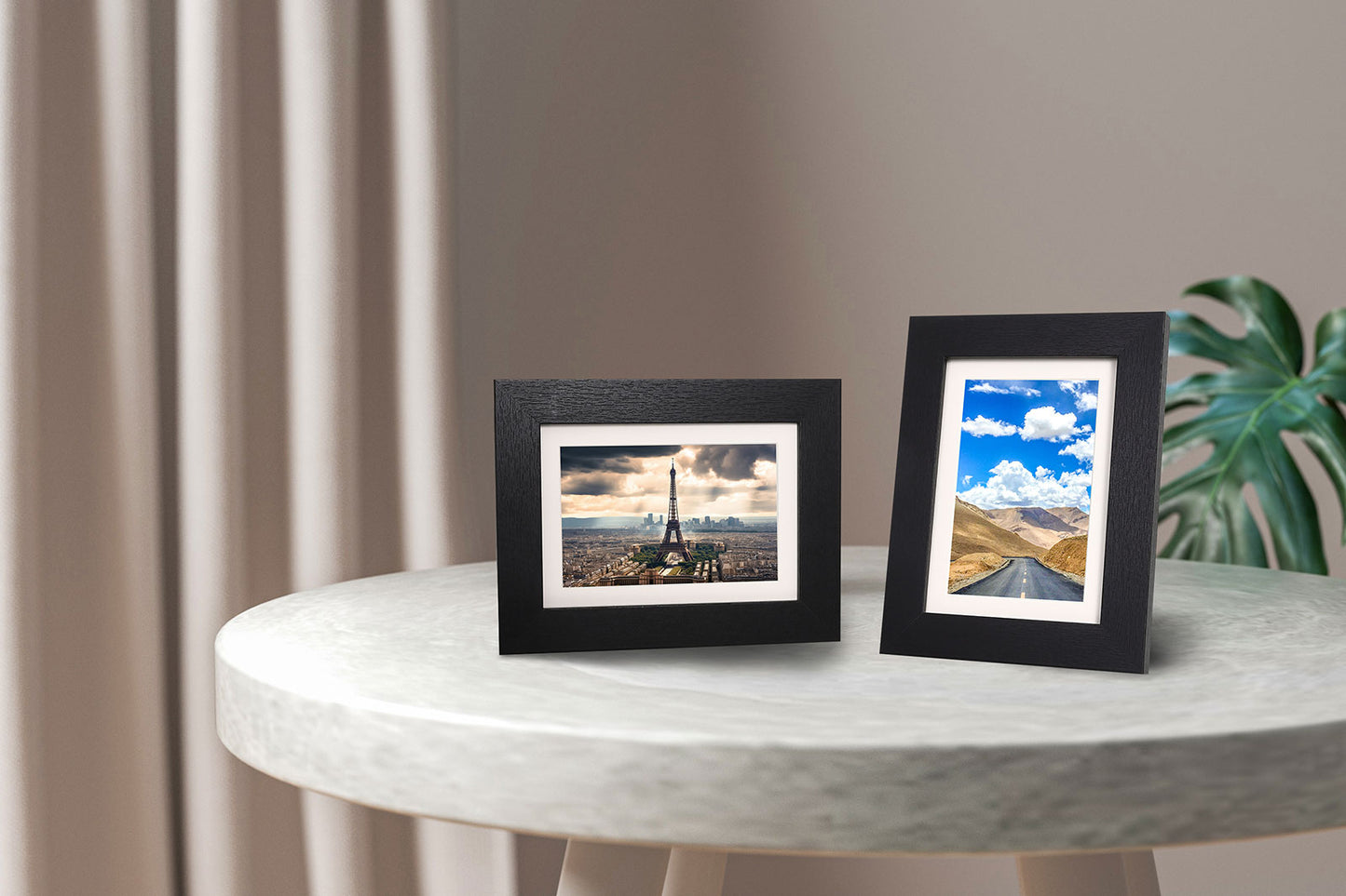 6" x 8" Black MDF Wood 6 Pack Picture Frames with Tempered Glass, 5" x 7" Matted