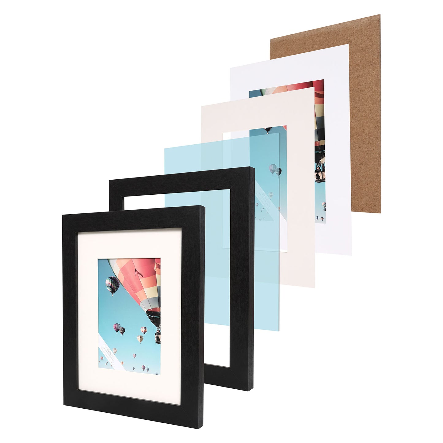 8" x 10" Black MDF Wood Picture Frame with Tempered Glass, 5" x 7" Matted