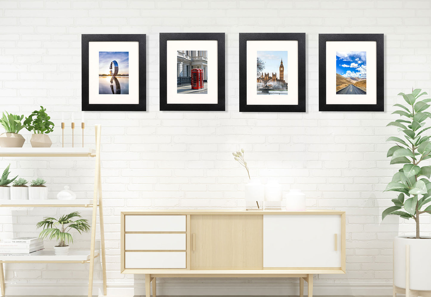 8" x 10" Black MDF Wood 2 Pack Picture Frames with Tempered Glass, 5" x 7" Matted