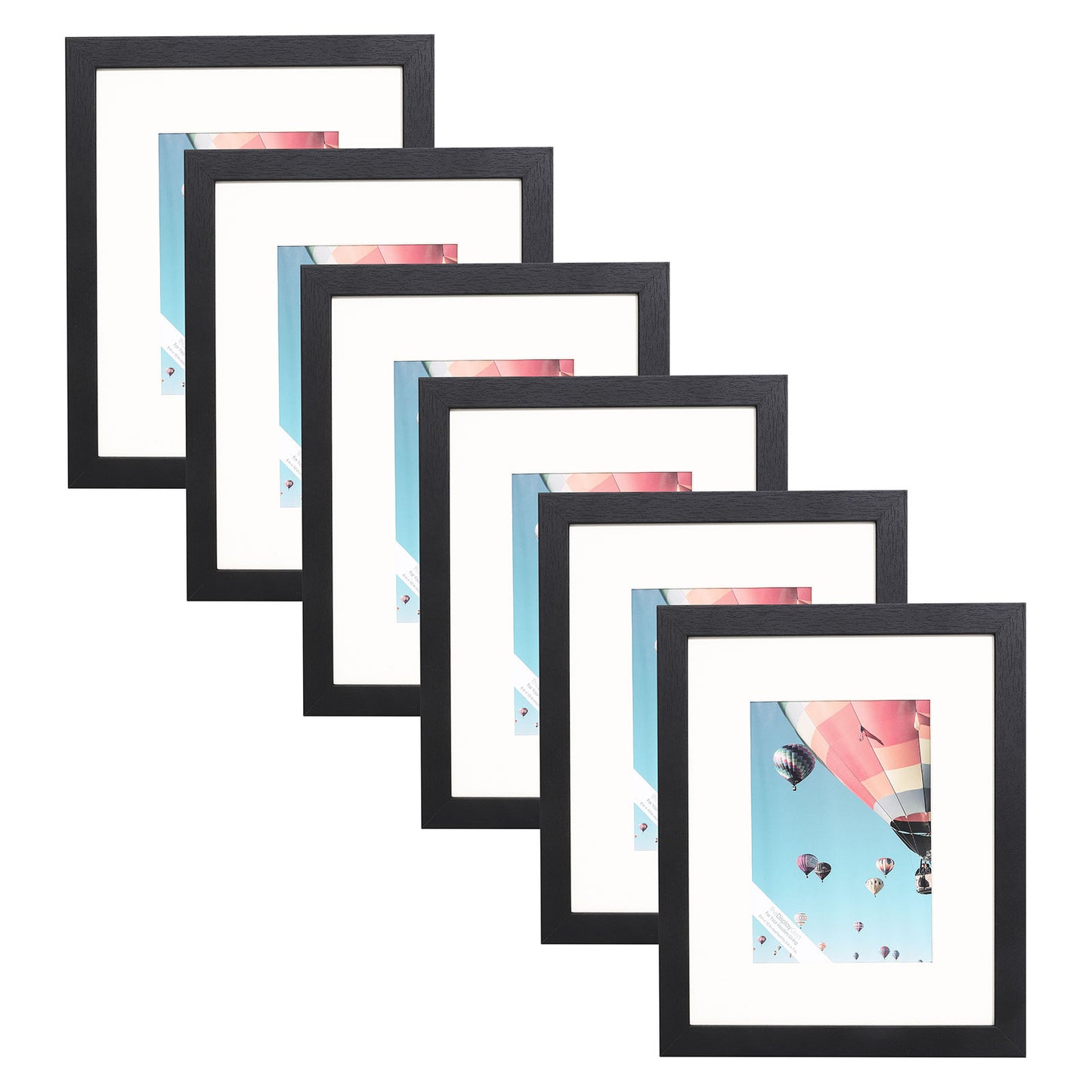 8" x 10" V-Series Black MDF Wood Multi Pack Picture Frames, 5" x 7" Matted