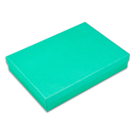 8 x 5 x 1 1/4"H Teal Cotton Filled Paper Box