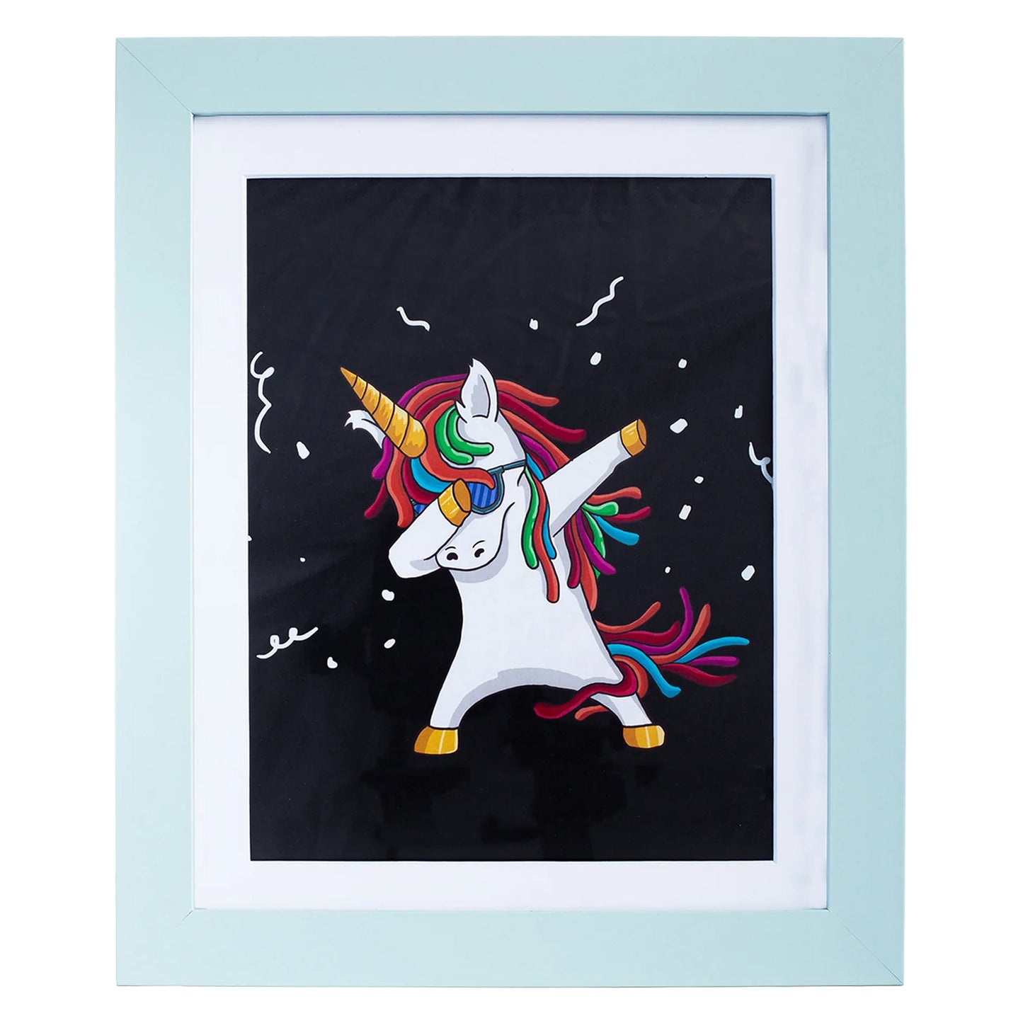 10" x 12.5" Light Blue MDF Wood Kids Art Picture Frame with Elastic Straps