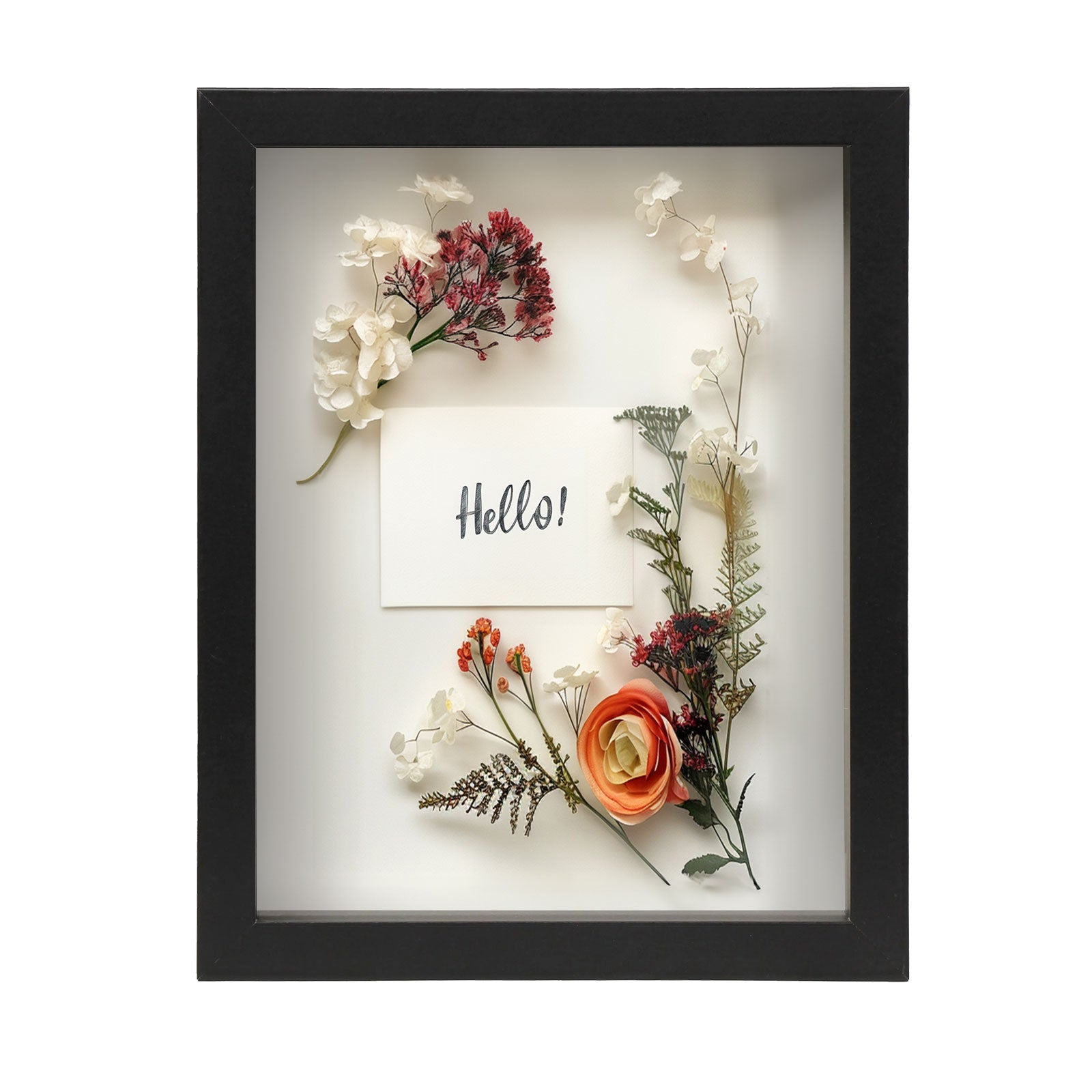 Golden State Art Shadow Box Frame – 8x8, 8x10.5, 11x11, 11x14, 2" Depth, Magnetic, Tempered Glass, MDF