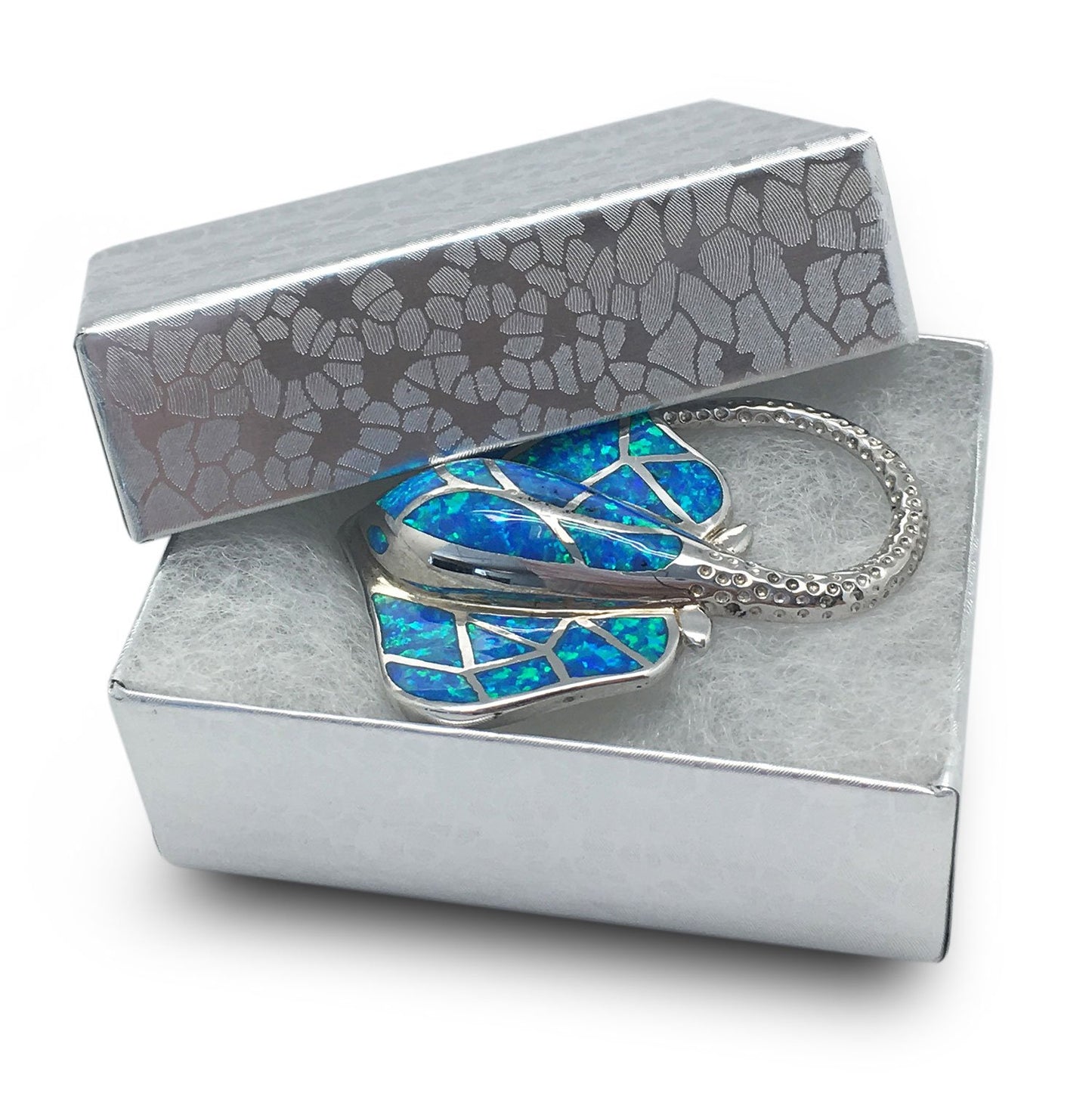 1 7/8" x 1 1/4" x 5/8" Silver Cotton Filled Paper Box