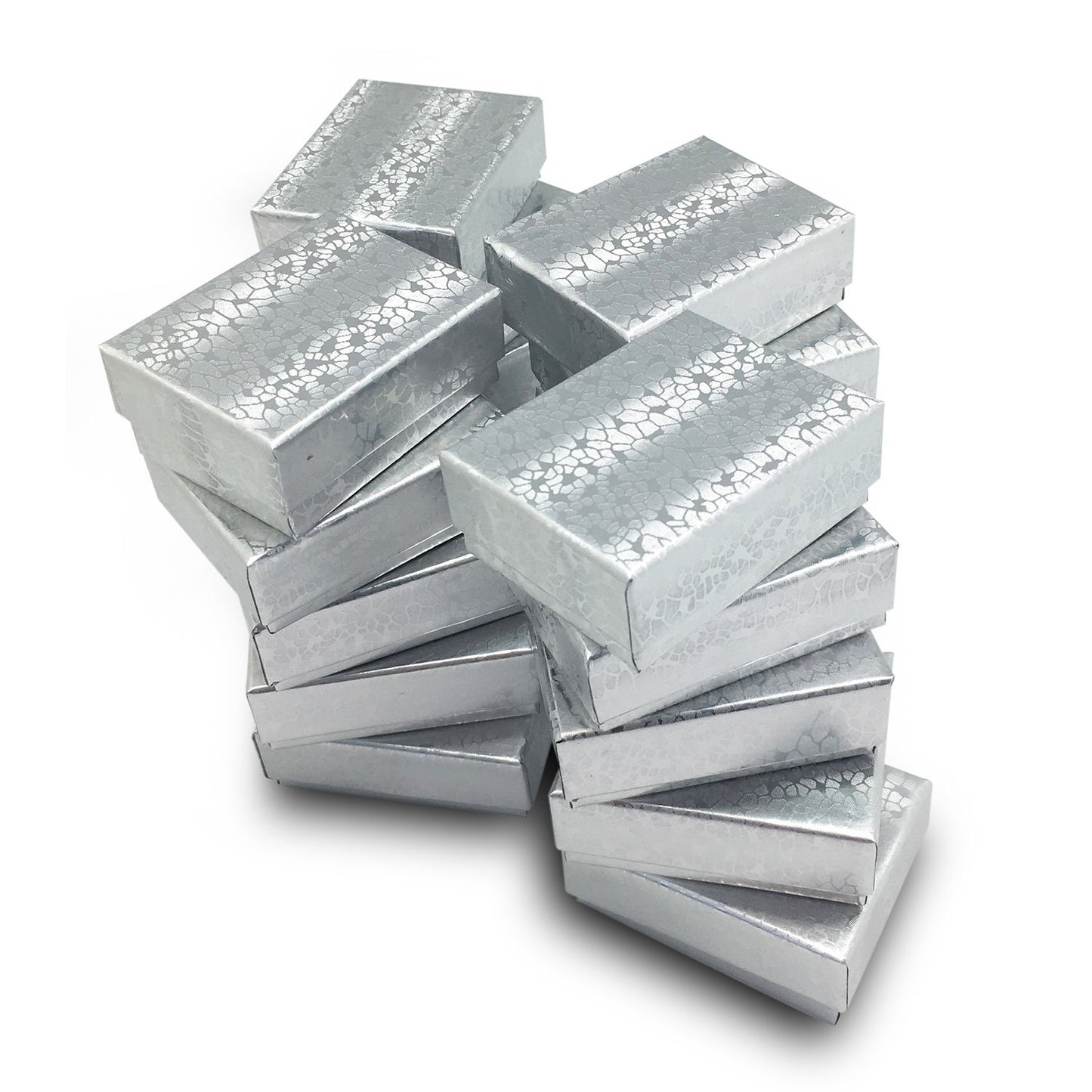 1 7/8" x 1 1/4" x 5/8" Silver Cotton Filled Paper Box