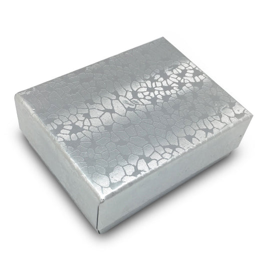 1 7/8" x 1 1/4" x 5/8" Silver Cotton Filled Paper Box