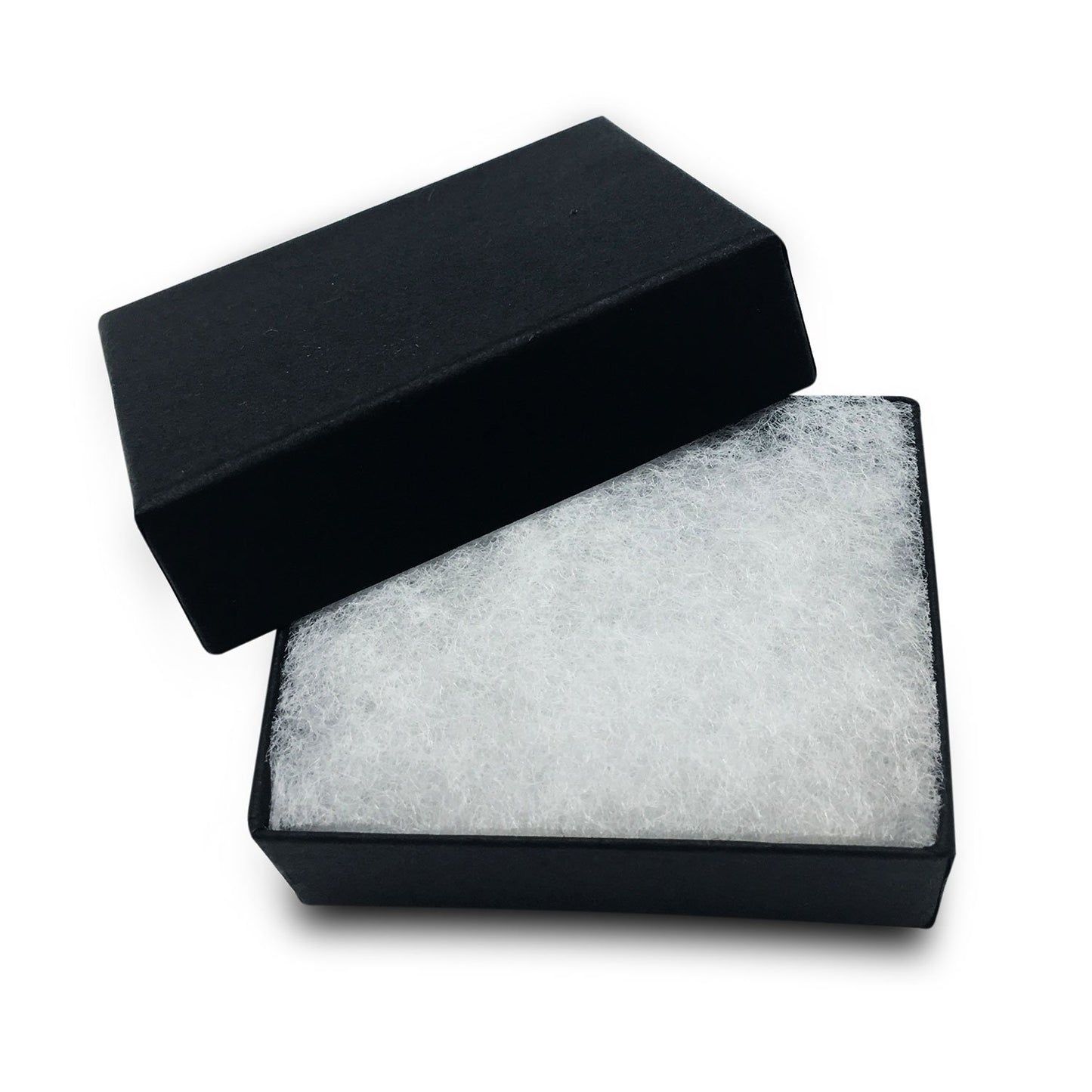 1 7/8" x 1 1/4" x 5/8" Matte Black Cotton Filled Paper Box